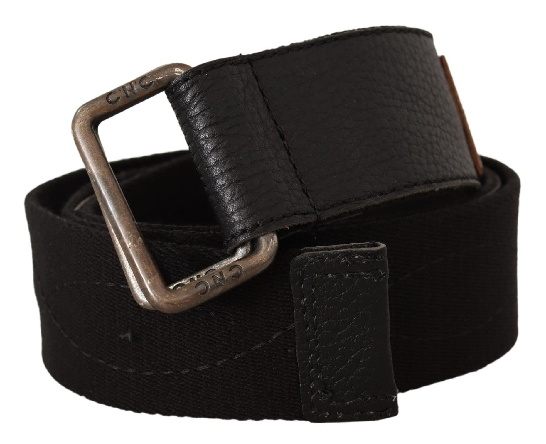 Costume National WoMens Black Cotton Ducati Metal Buckle Belt - Size 85 cm