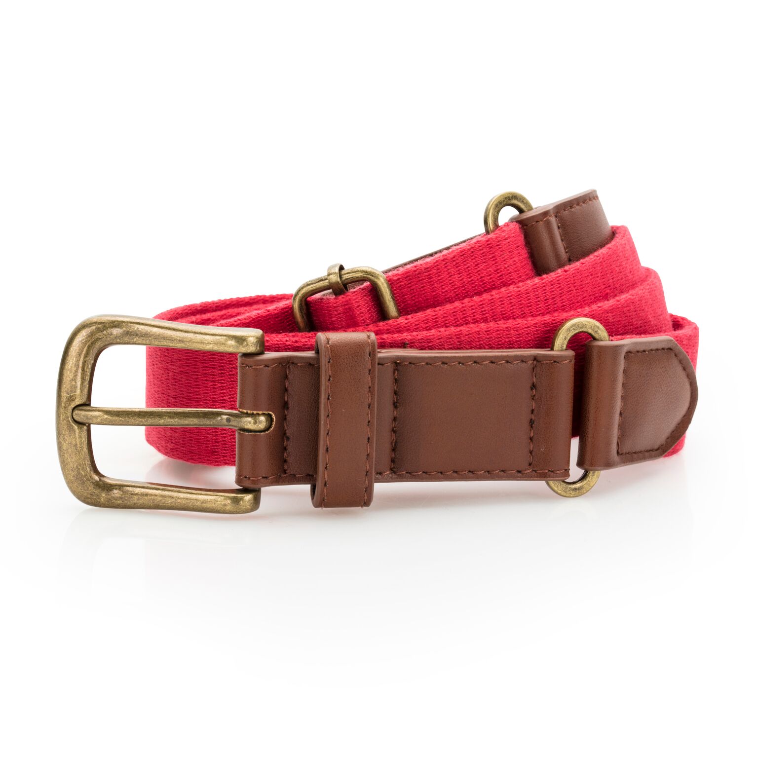 Asquith & Fox Mens Faux Leather And Canvas Belt (Cherry Red) - Multicolour - One Size