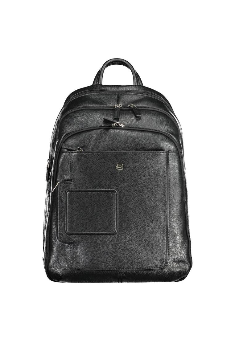 Piquadro Mens Black Leather Backpack material_leather1 - One Size