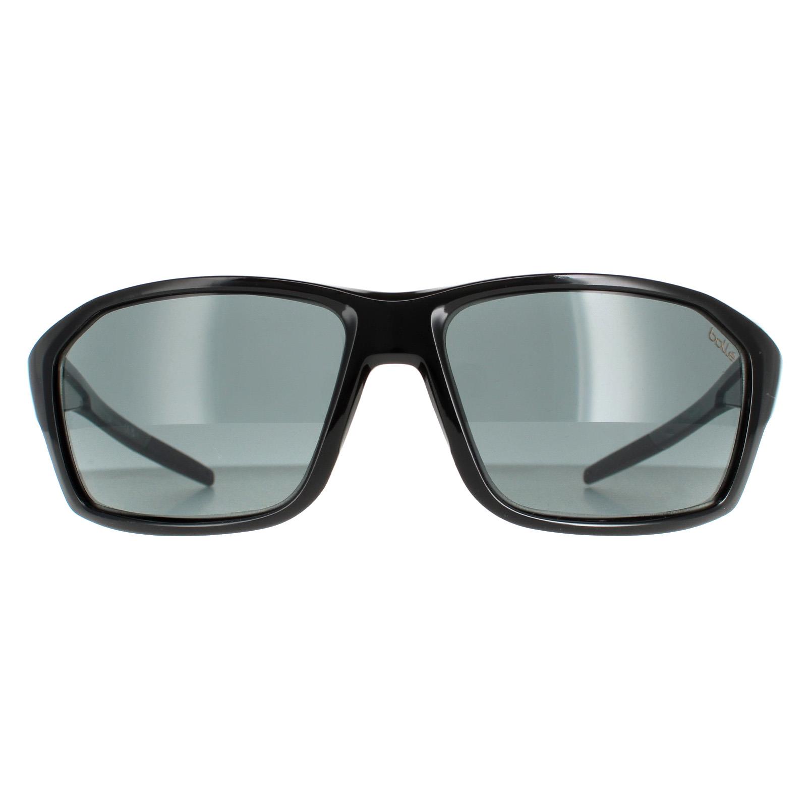 Bolle Wrap Unisex Shiny Black TNS Grey Fenix Sunglasses - One Size