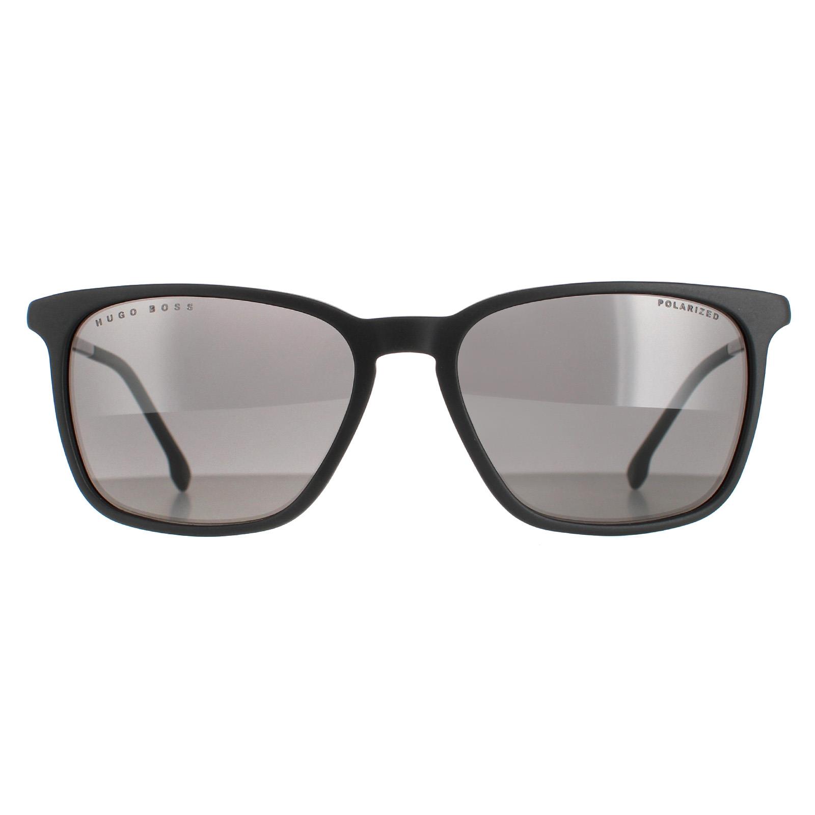 Hugo Boss Rectangle Mens Matte Black Grey Polarised 1183/S/IT - One Size