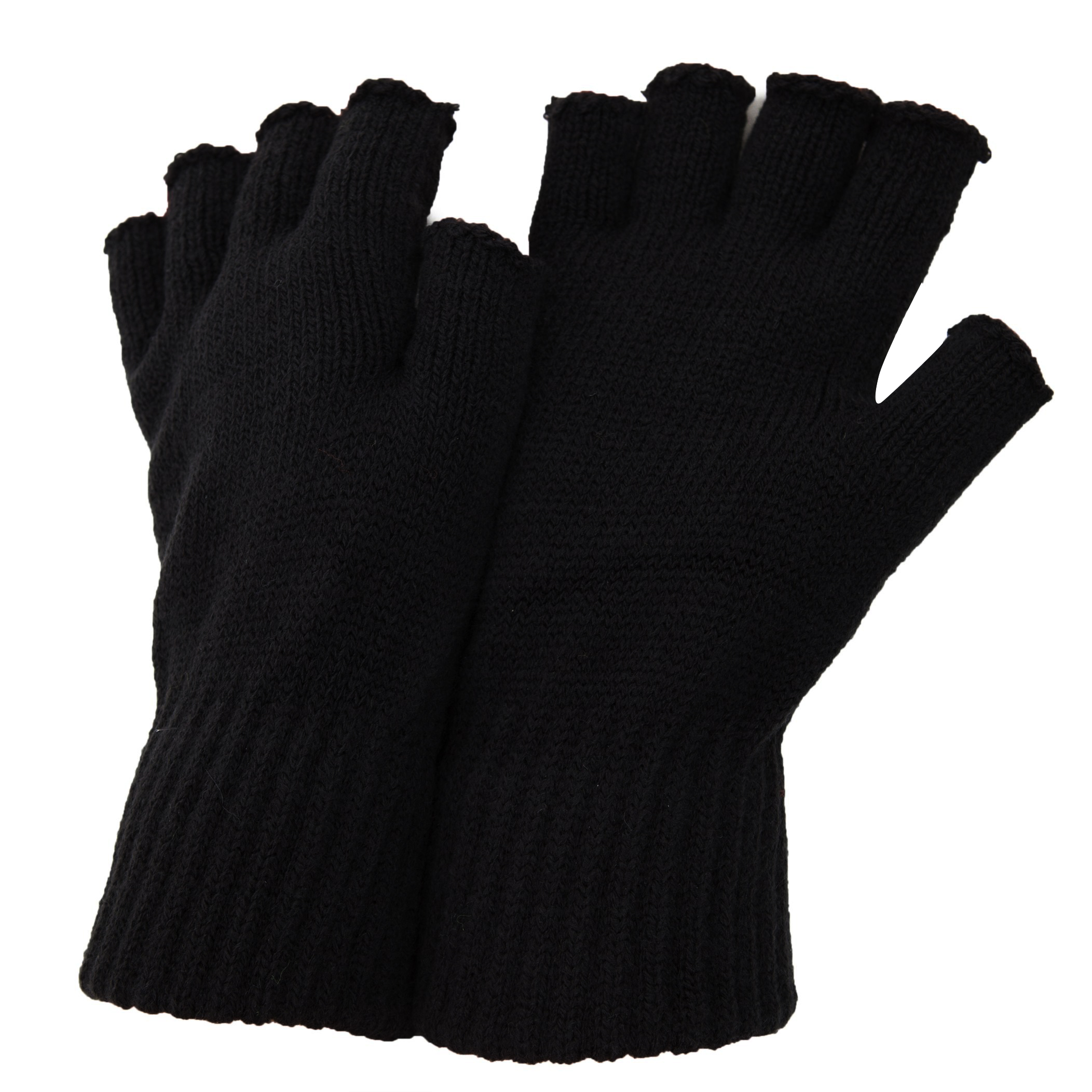 FLOSO Mens Fingerless Winter Gloves (Black) - One Size