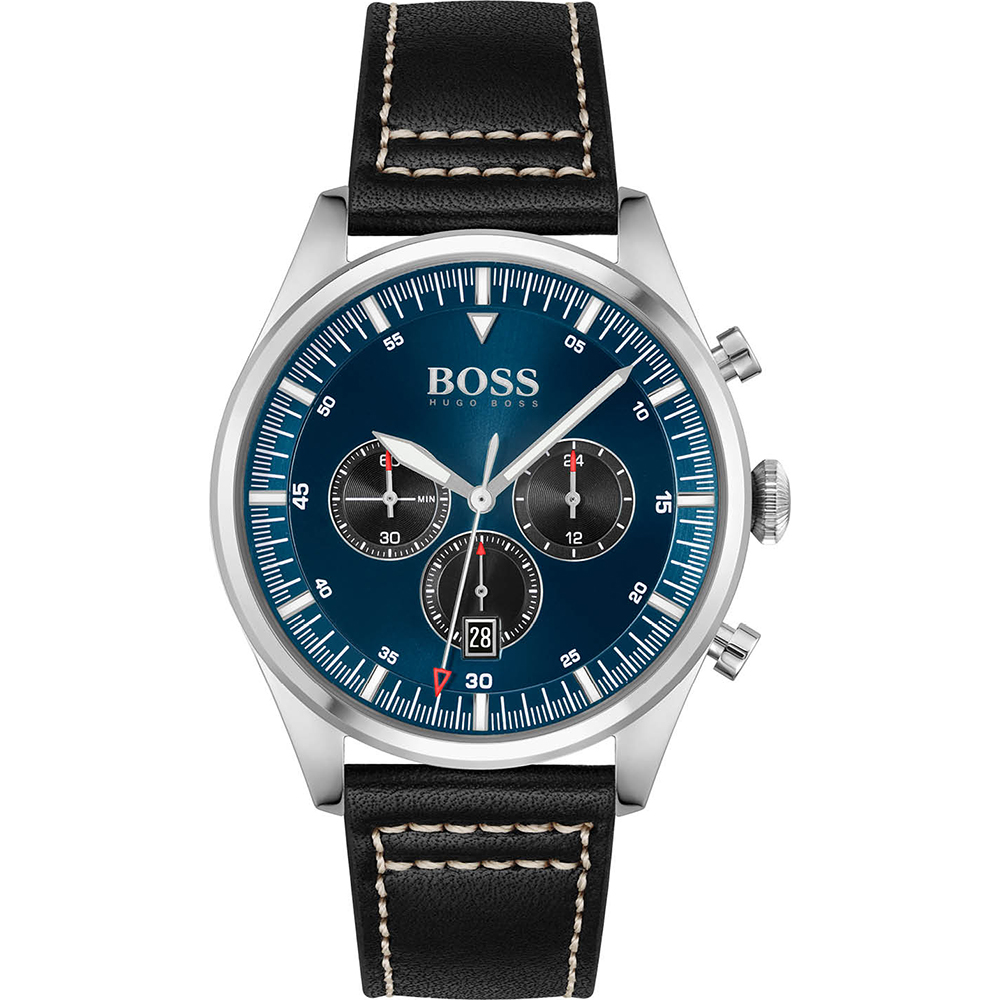 Hugo Boss Pioneer Mens Black Watch 1513866 Leather - One Size