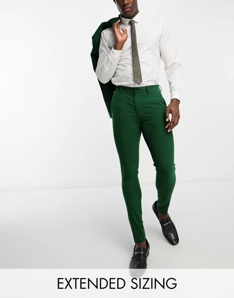 ASOS DESIGN Mens super skinny suit trousers in forest green - Dark Green - Size 31W/30L