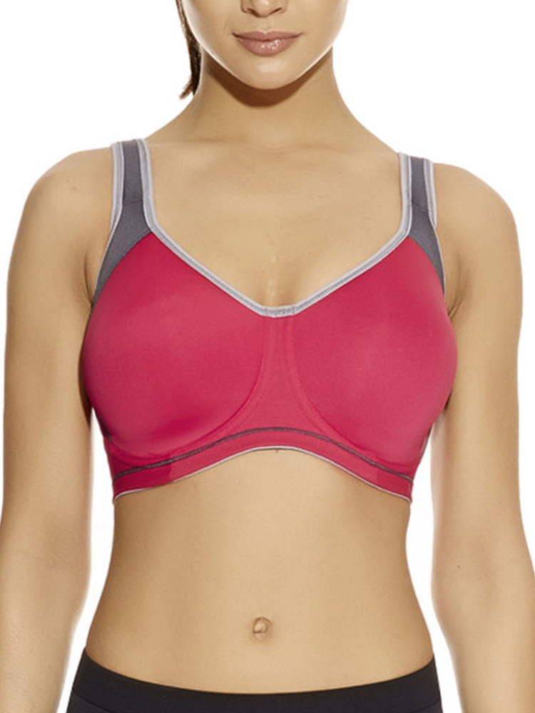 Freya Womens Active Sonic Moulded J-Hook Sports Bra - Pink Nylon - Size 34F