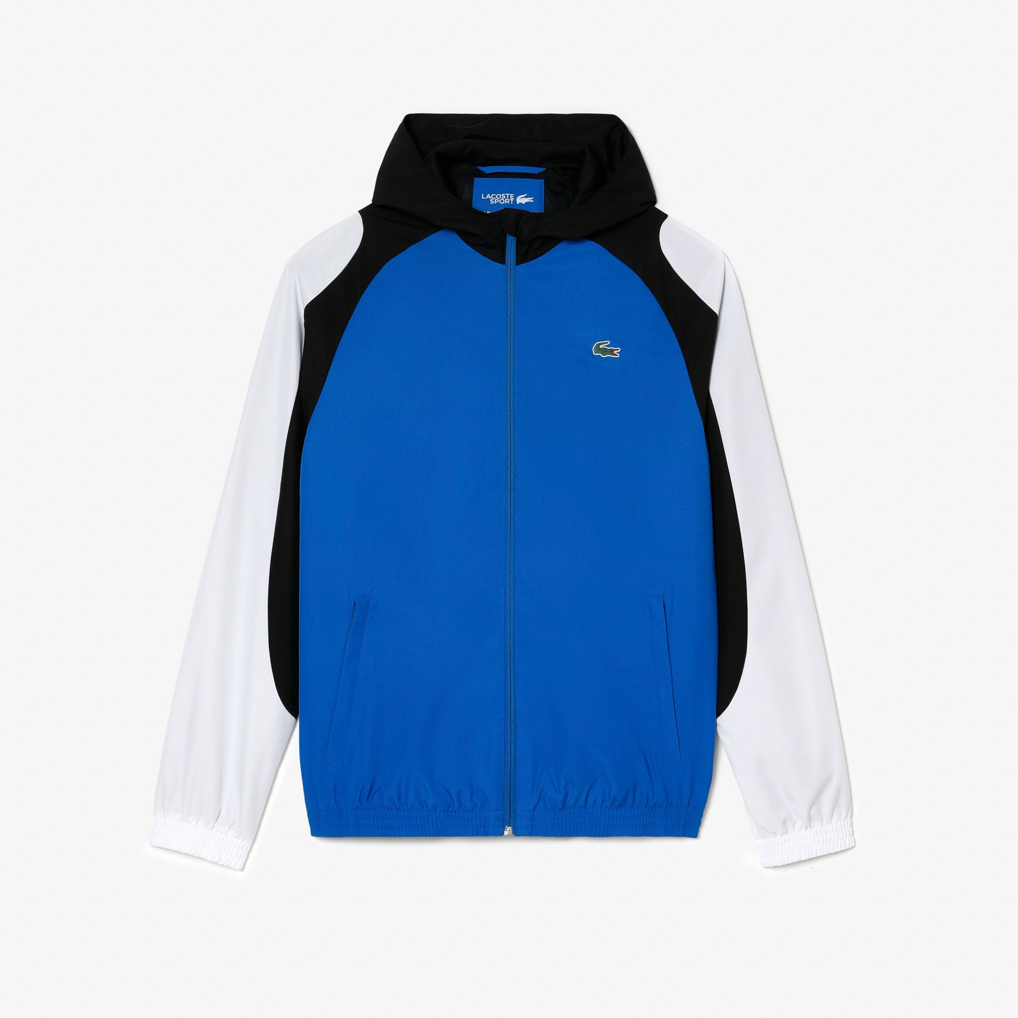 Lacoste Mens Sport Colourblock Tennis Jacket in Blue Recycled Material - Size Medium