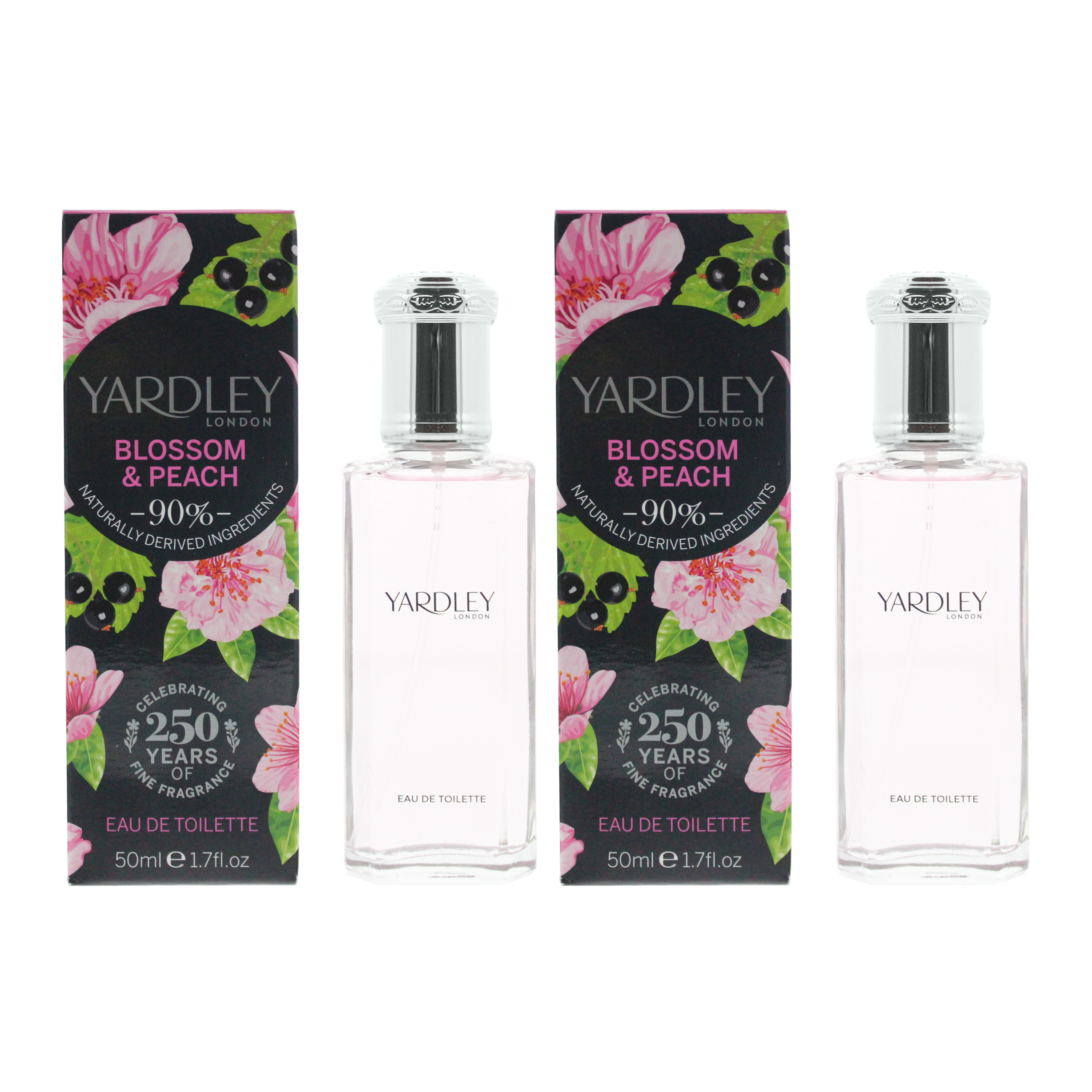 Yardley Womens Blossom & Peach Eau de Toilette 50ml x 2 - One Size