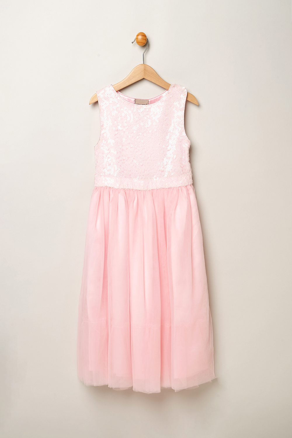 Miss Girls Sequin Bow Tulle Dress - Blush - Size 4-5Y