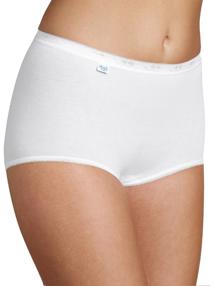 Sloggi Womens Basic+ Maxi Briefs 4 Pack - White Cotton - Size Small