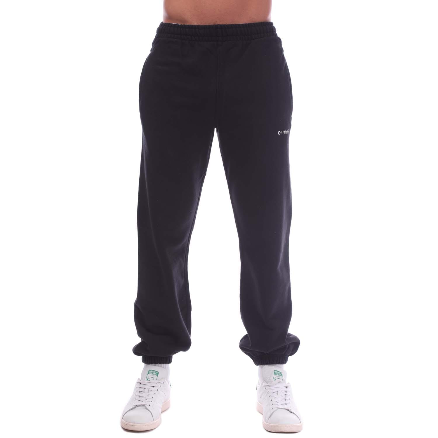 Off-White Mens Off White Chain Arrow Shorten Sweatpants in Black-White Cotton - Size Small