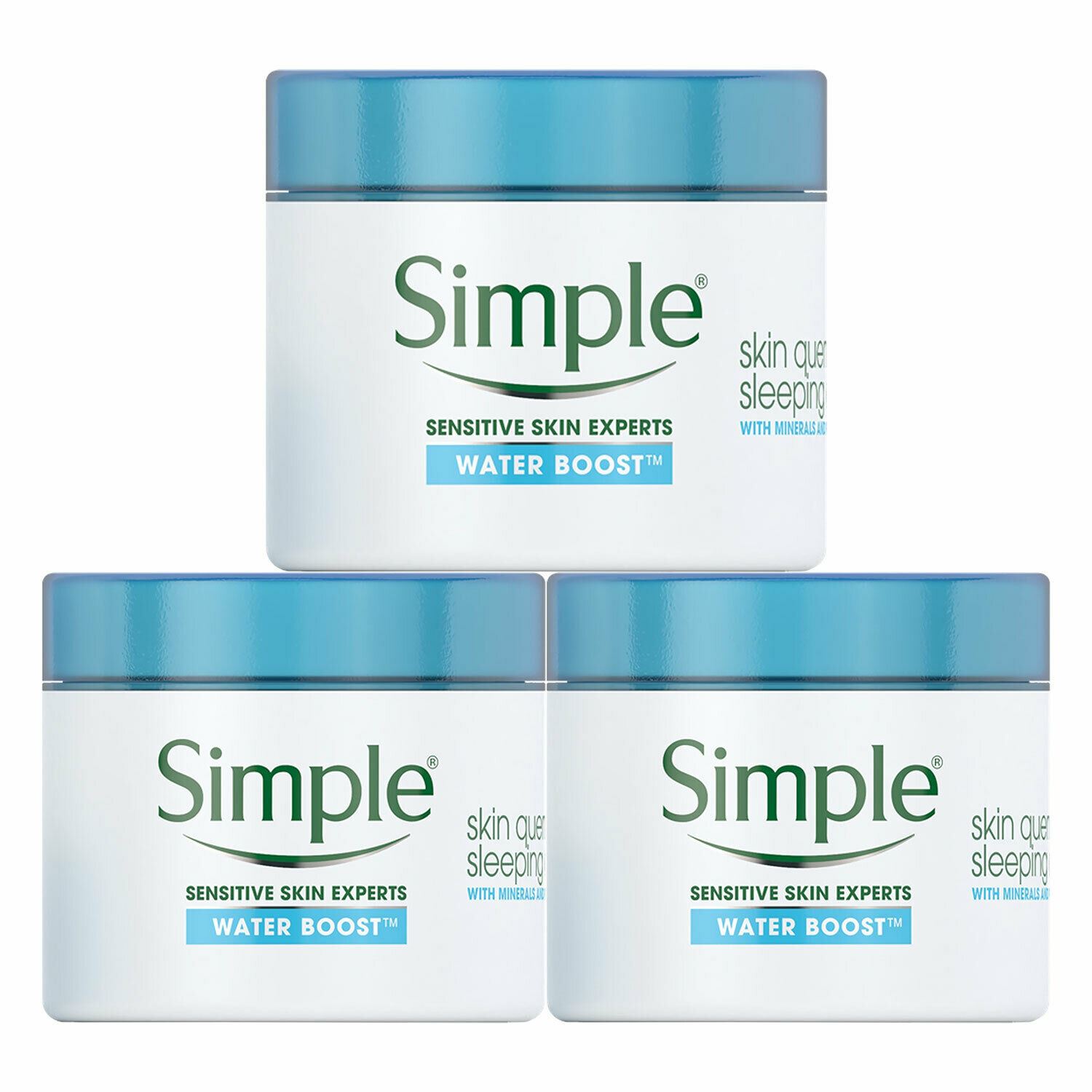 Simple Womens Water Boost Skin Quench Night Cream for Dehydrated 3x 50ml - One Size