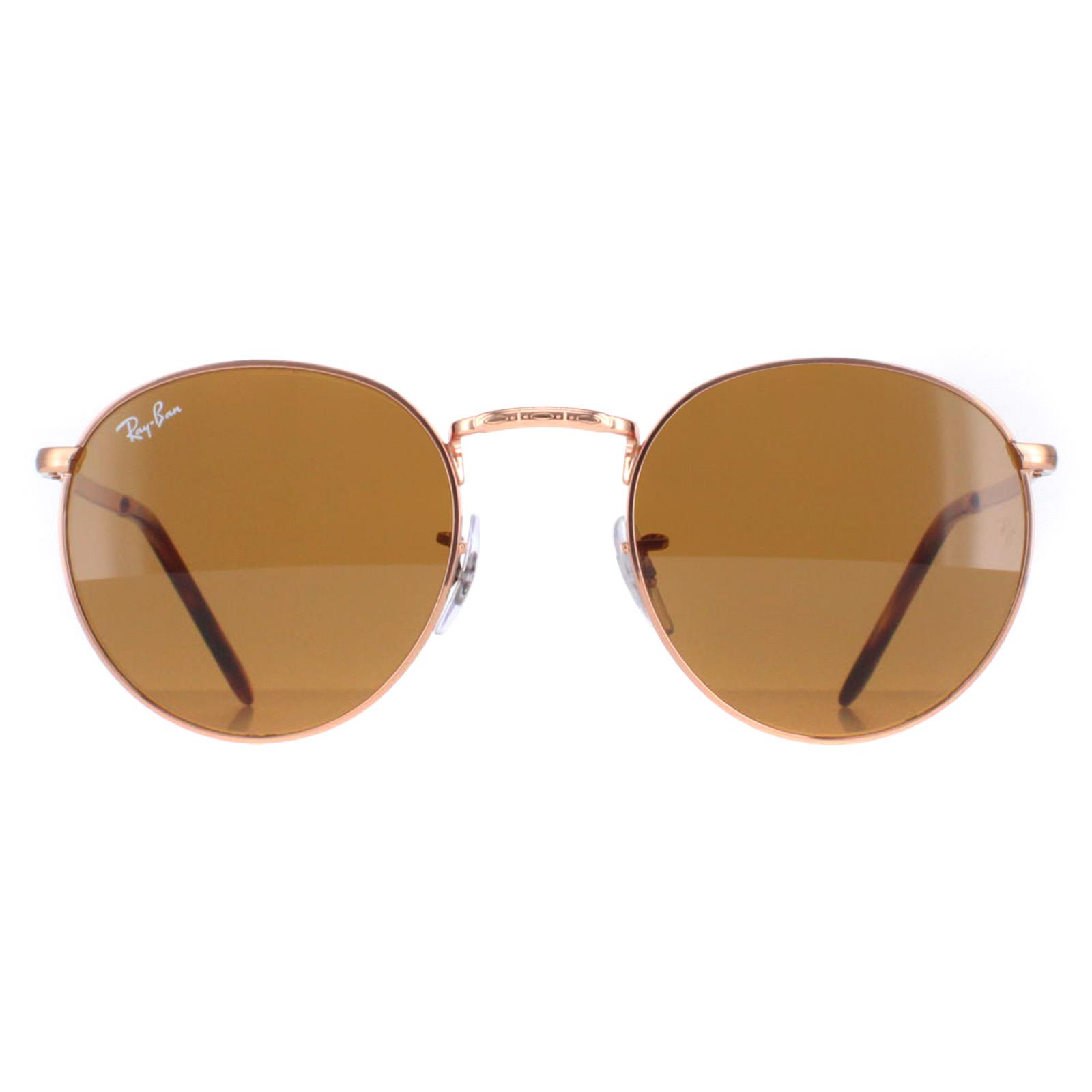 Ray-Ban Round Unisex Rose Gold Brown RB3637 New Metal - One Size