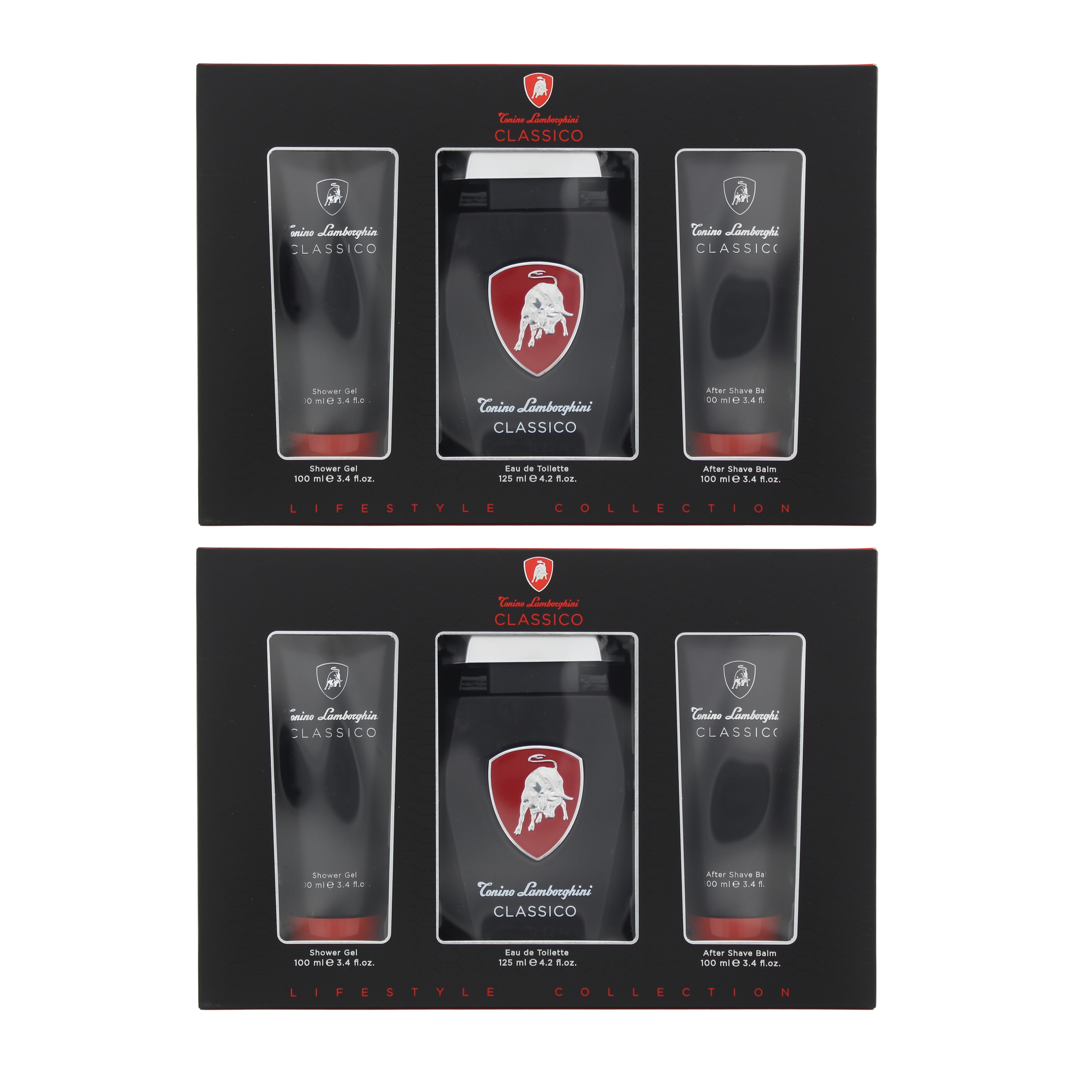 Tonino Lamborghini Mens Classico Eau De Toilette 125ml, Shower Gel + Aftershave Balm Set x 2 - NA - One Size