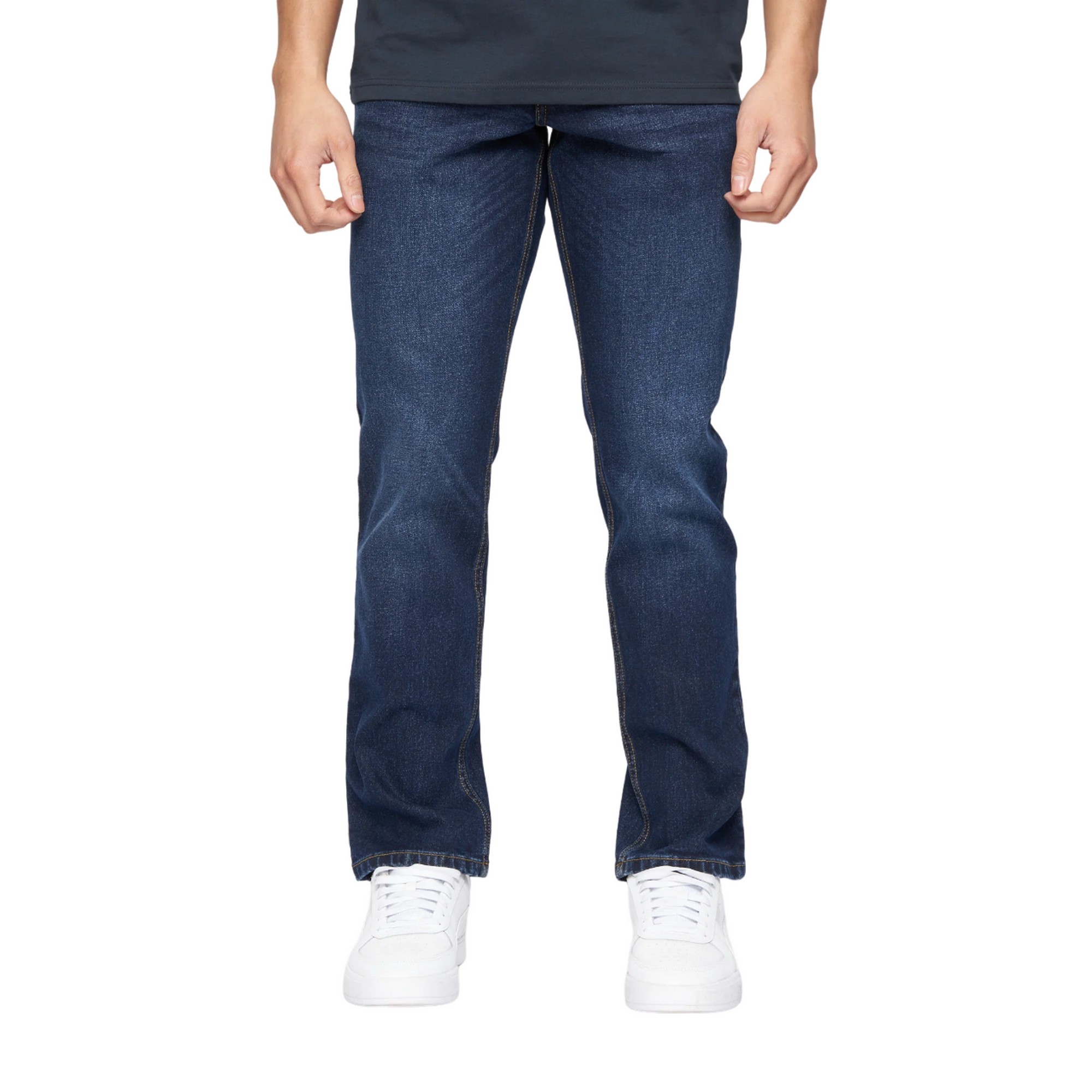 Crosshatch Mens Chas Straight Jeans (Dark Wash) - Navy/Blue - Size 36 Short