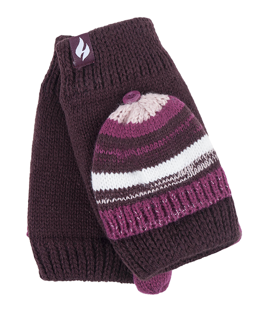 Heat Holders Womens Bronte Style Cute Converter Gloves - Burgundy - One Size