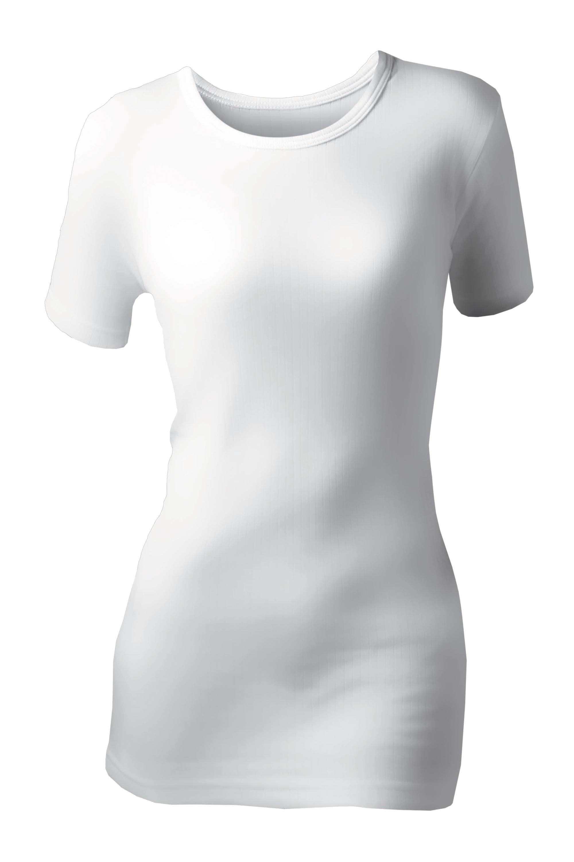 Heat Holders Womens Ladies Short Sleeved Thermal Top by - White Cotton - Size Medium