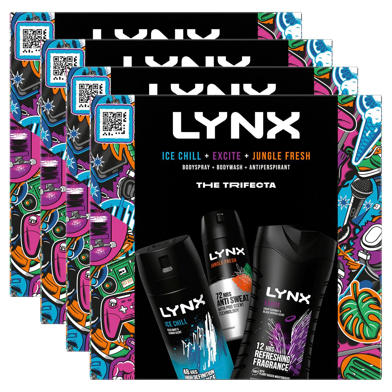 Lynx Mens Ice Chill, Excite & Jungle Fresh Gift Set for Him, 4pk - One Size