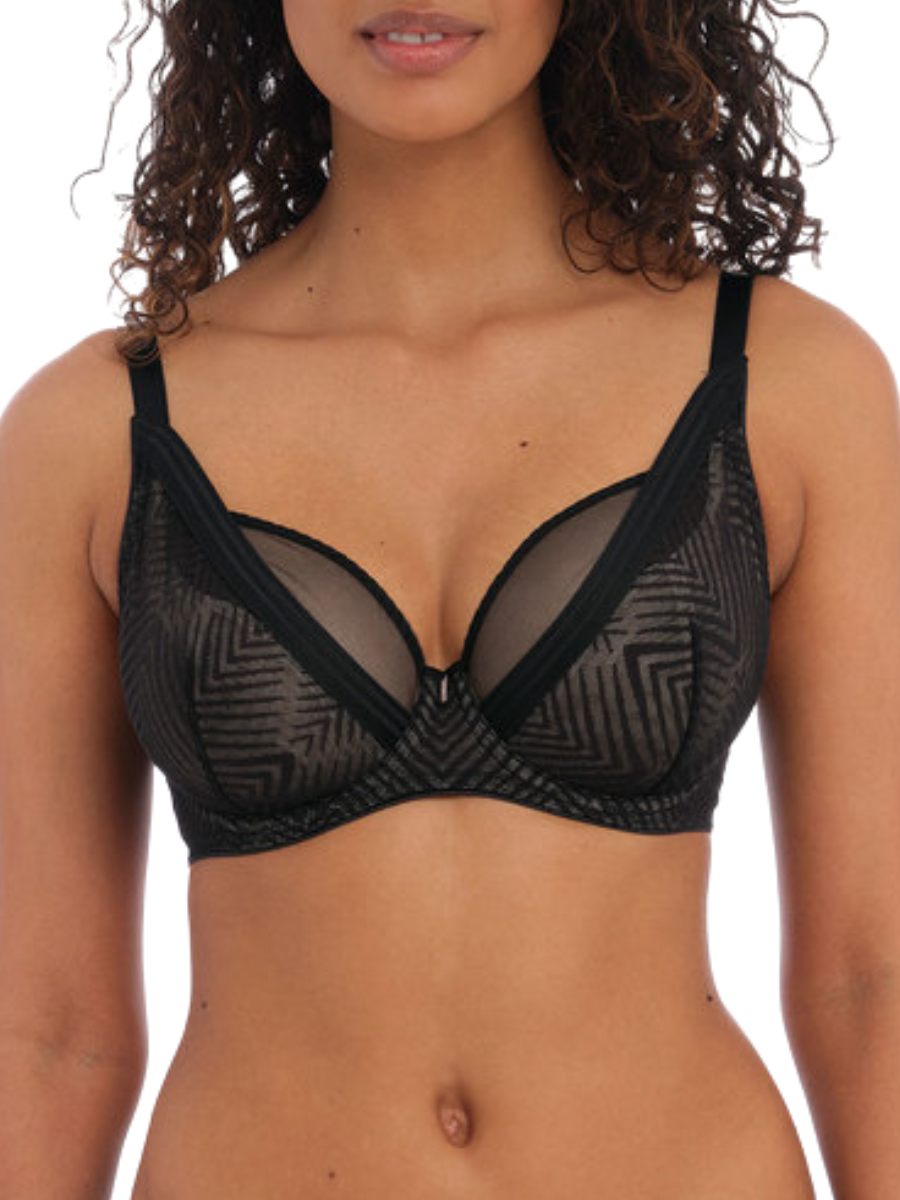Freya Womens Tailored High Apex Plunge Bra - Love Potion - Black Nylon - Size 28H