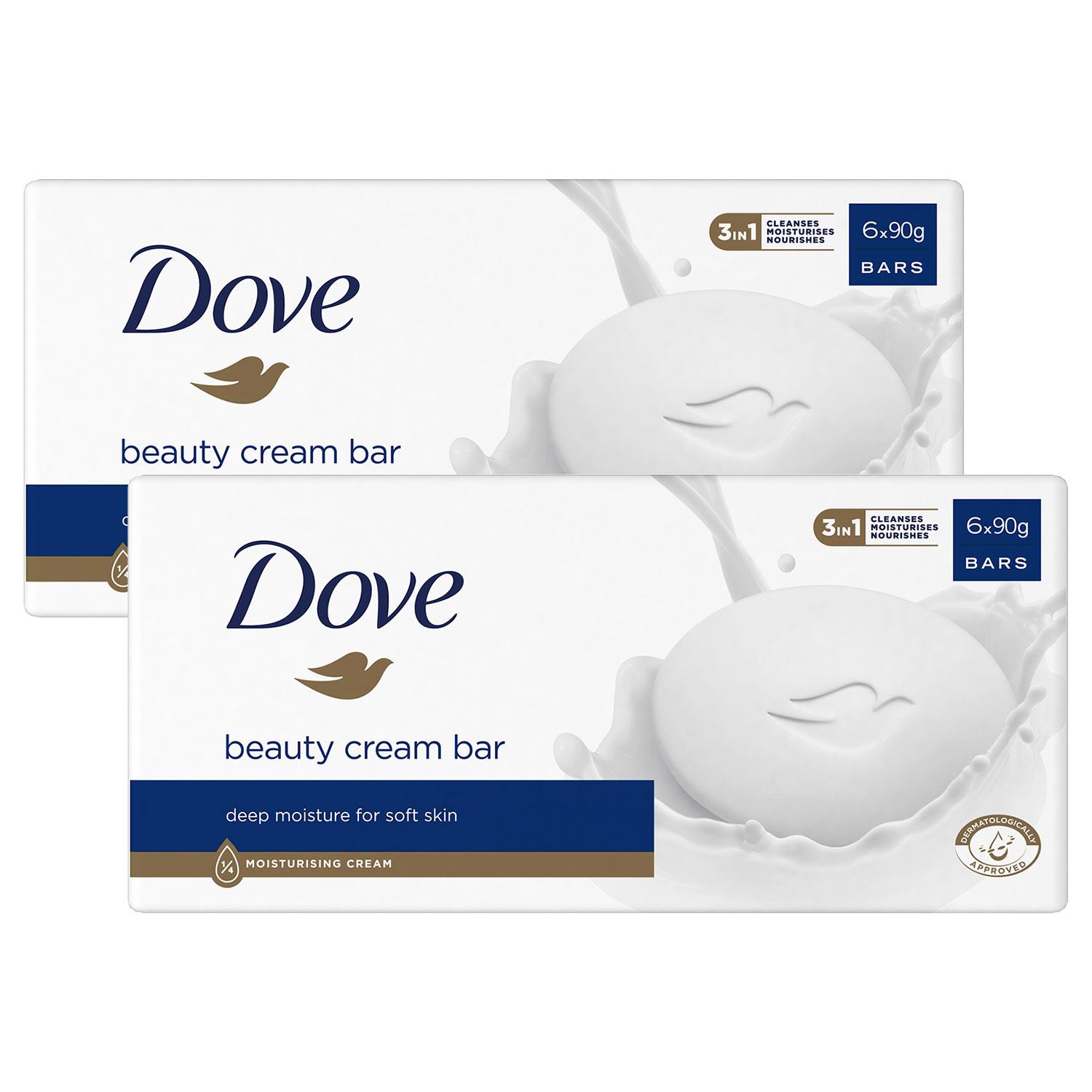 Dove Womens Original Beauty Cream Bar Deep Moisture for Soft and Smooth Skin 6x90g, 2pk - One Size