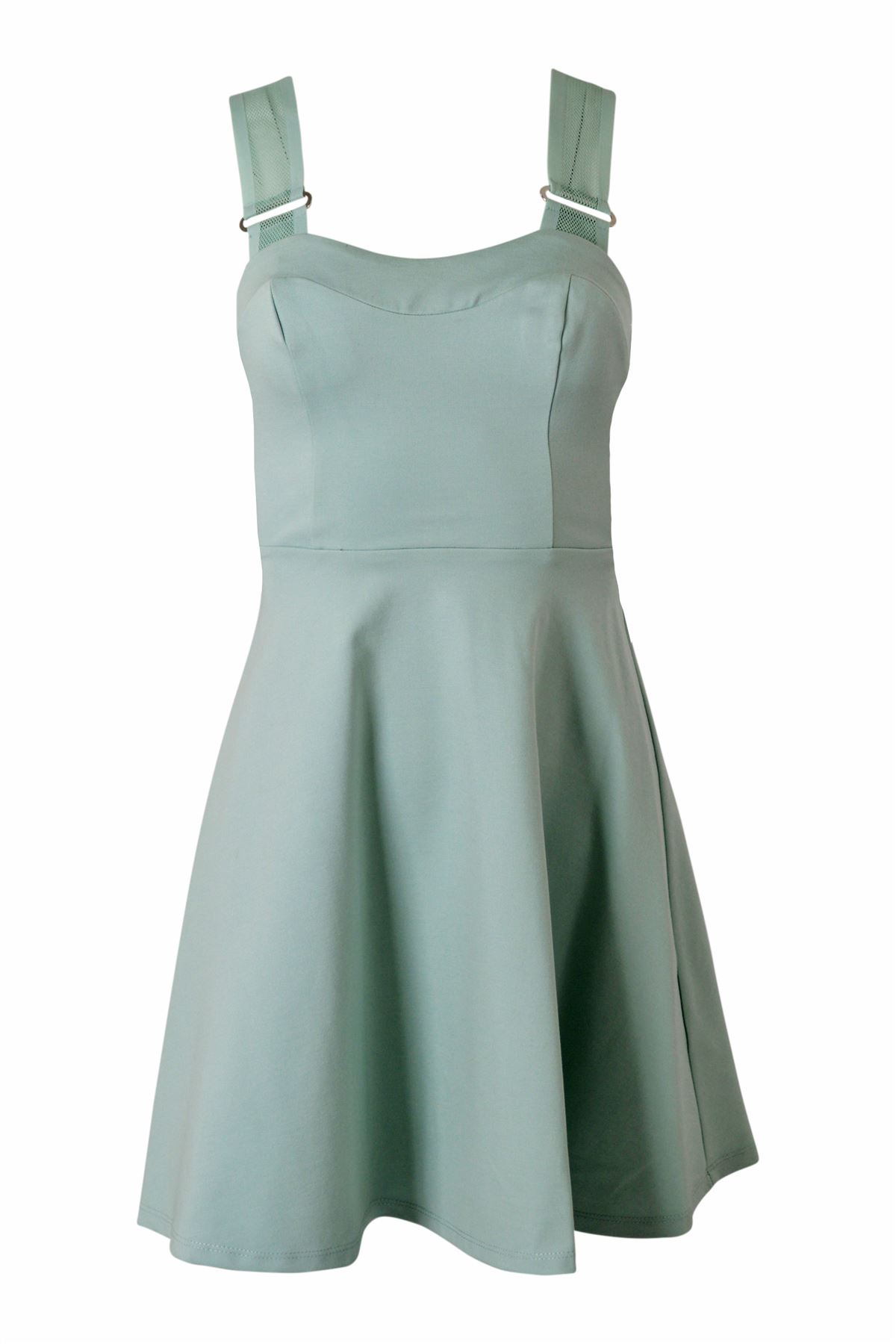 Topshop Womens Pinafore Strappy Skater Dress - Blue Viscose - Size 6 UK