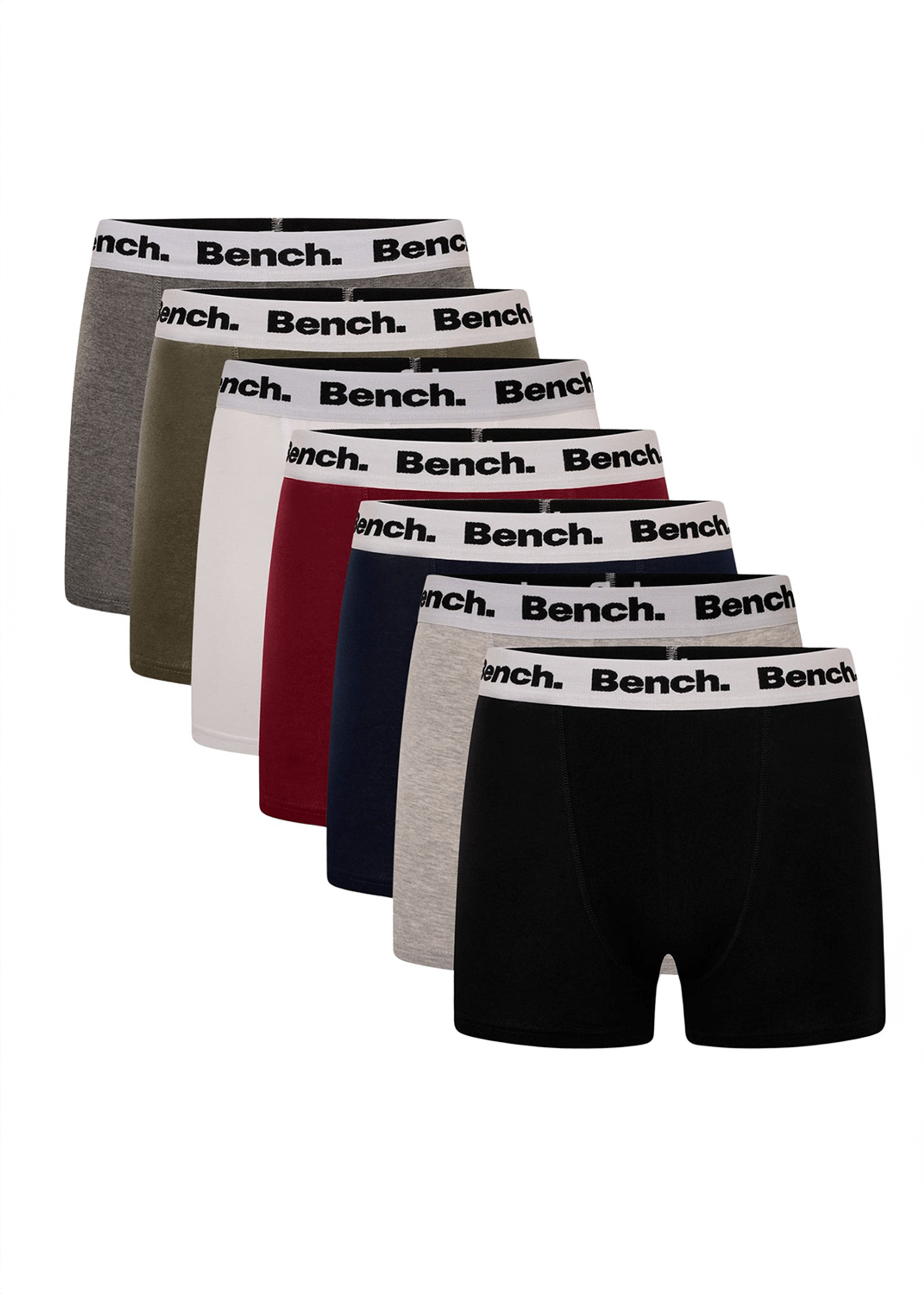 Bench Mens 7 Pack 'Marcos' Cotton Blend Boxers - Burgundy - Size 2XL