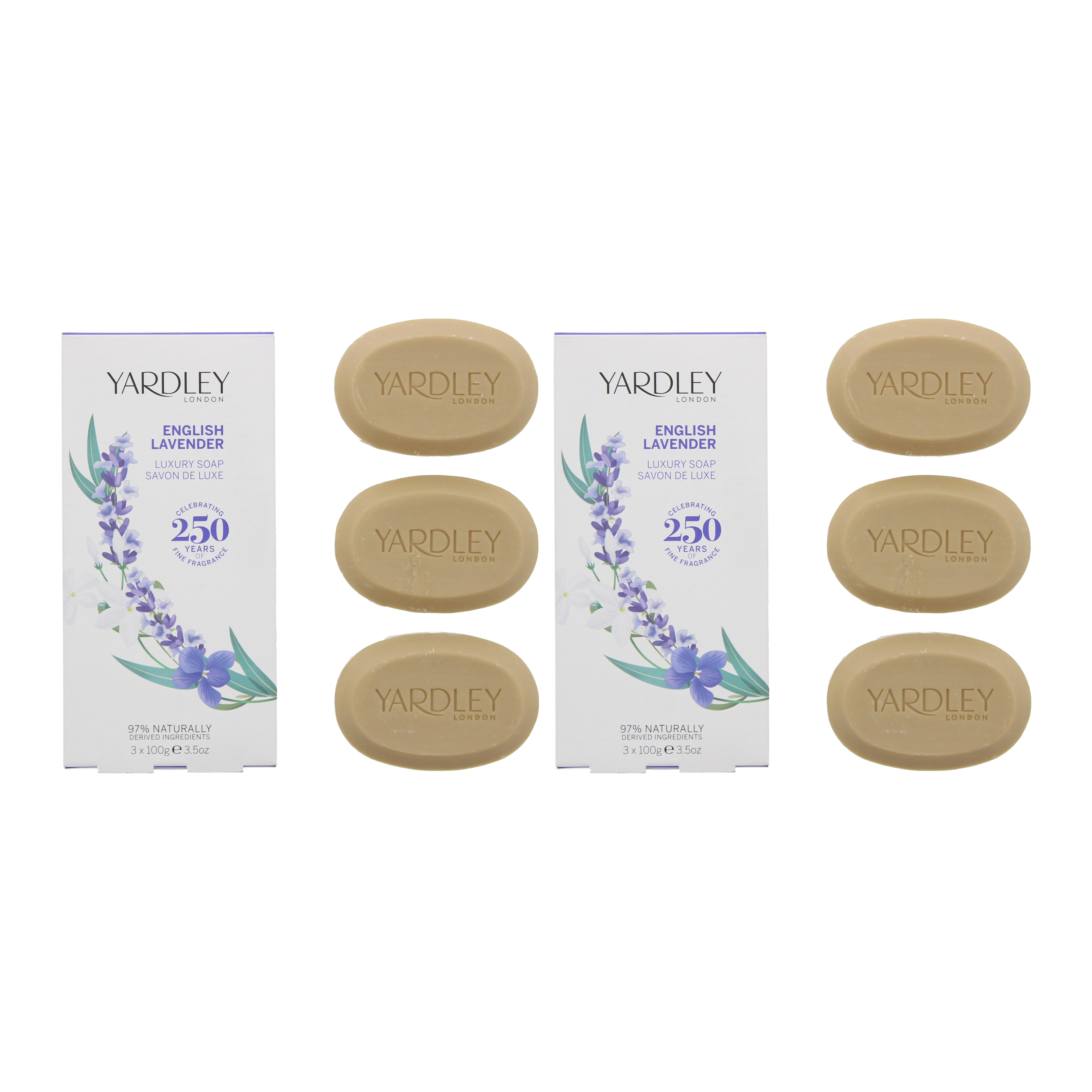 Yardley Womens English Lavender Luxury Soap 100g x 3 For Her x 2 - NA - One Size