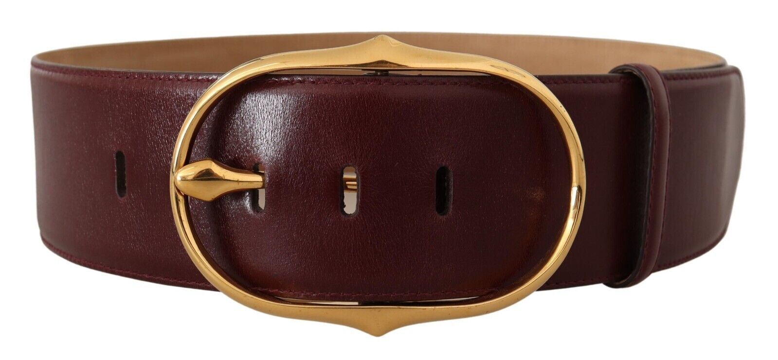 Dolce & Gabbana WoMens Dark Brown Leather Gold Metal Buckle Belt - Size 75 cm