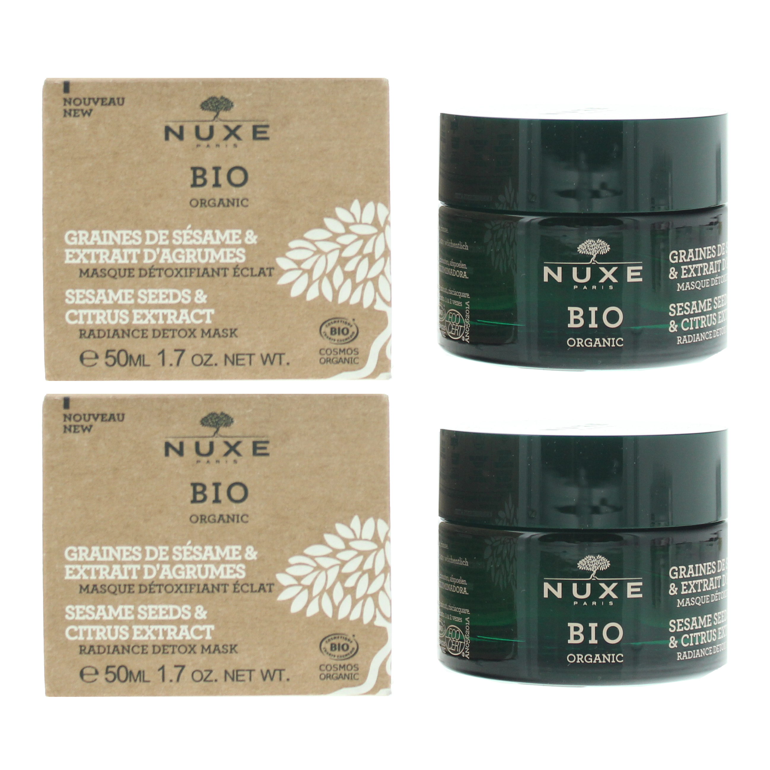 Nuxe Womens Bio Organic Sesame Seeds & Citrus Extract Radiance Detox Mask 50ml x 2 - One Size