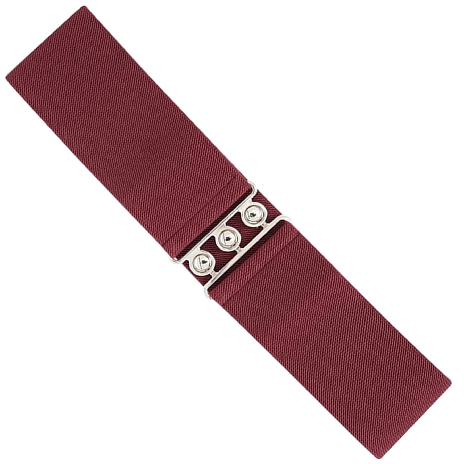 Enzo Womens Elasticated Belt - Burgundy - Size Large