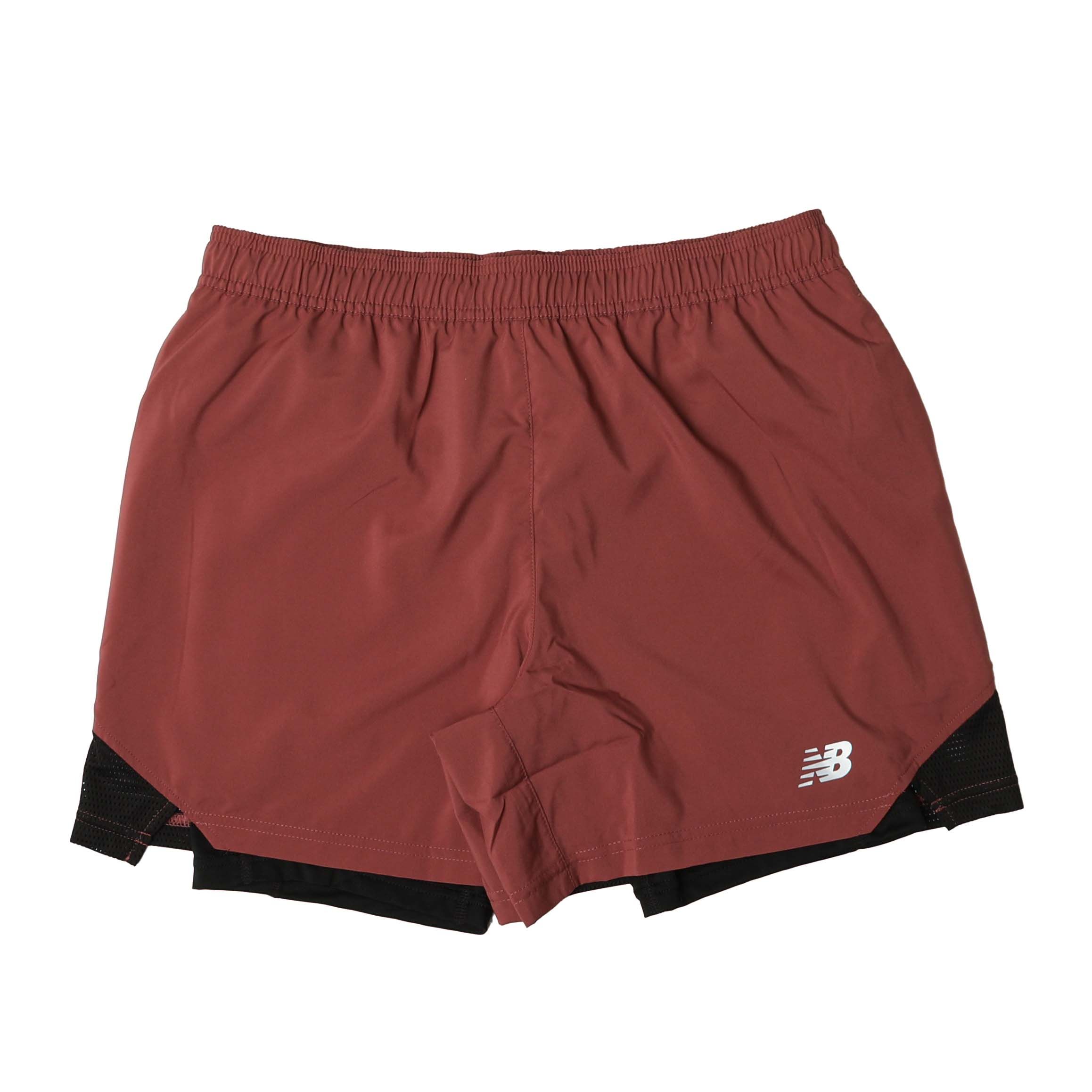 New Balance Mens Accelerate Pacer 5 Inch 2-in-1 Shorts in Burgundy - Size X-Small