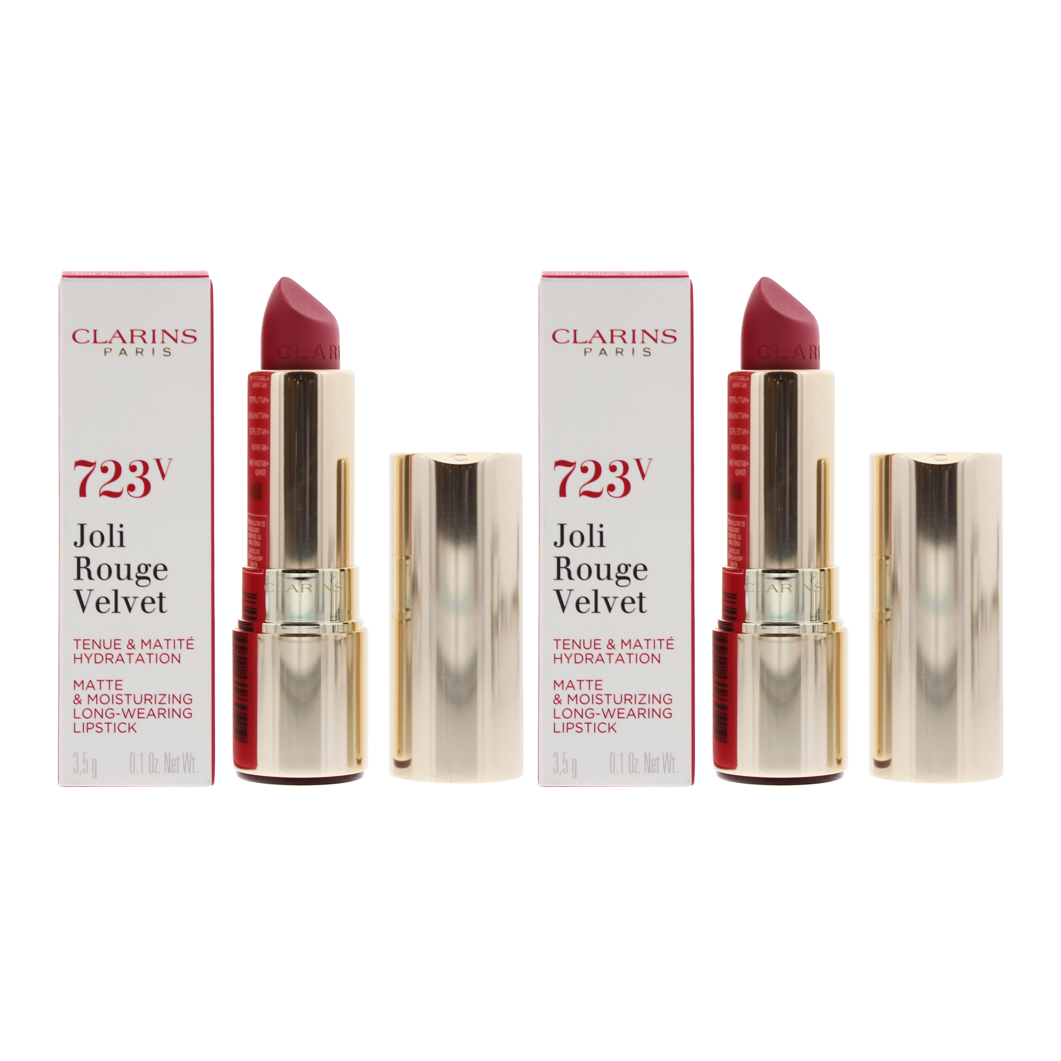 Clarins Womens Joli Rouge Velvet Matte & Moisturizing Lipstick 723V Rasberry 3.5g X 2 - NA - One Size