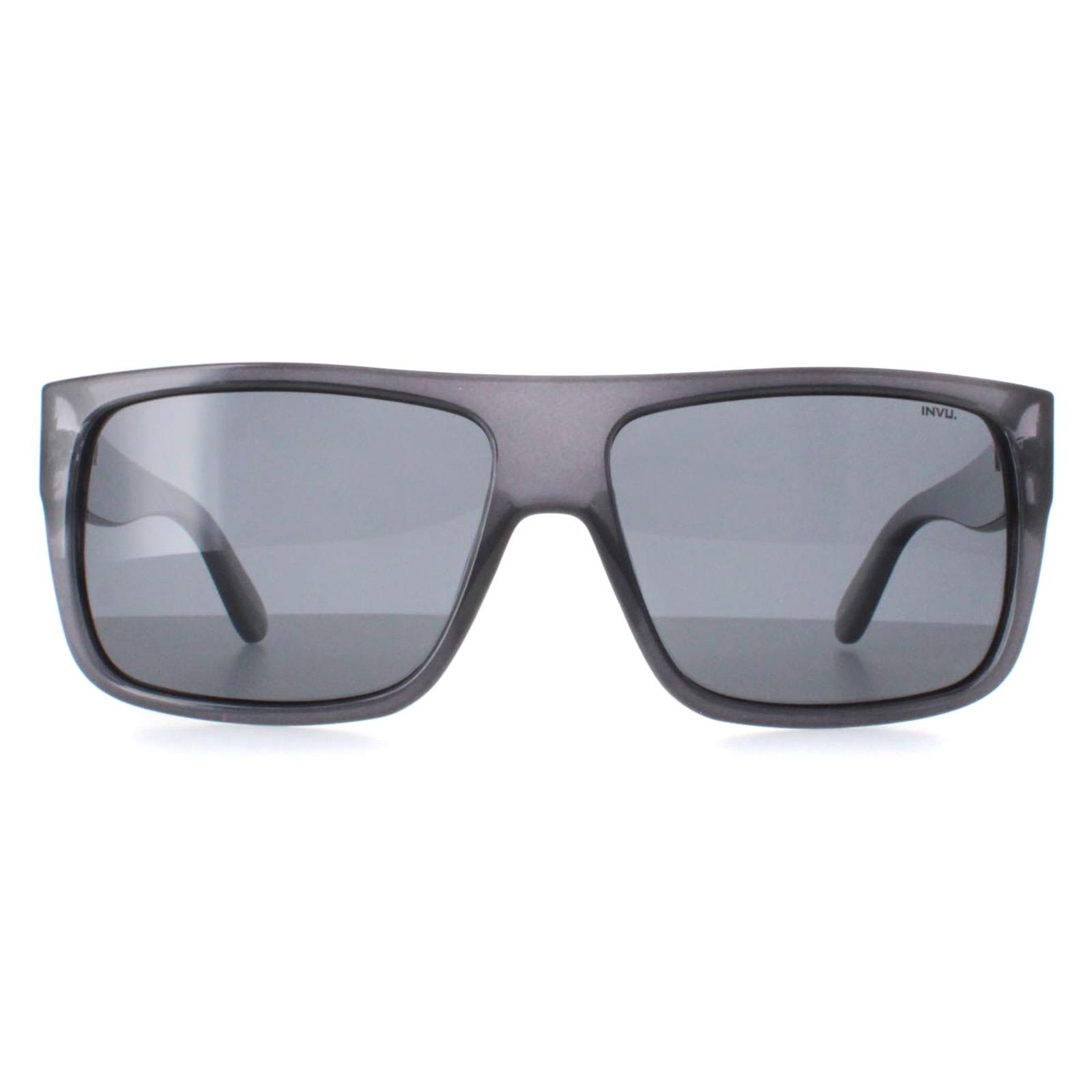 INVU Rectangle Mens Milky Grey Crystal Polarized B2130 - One Size