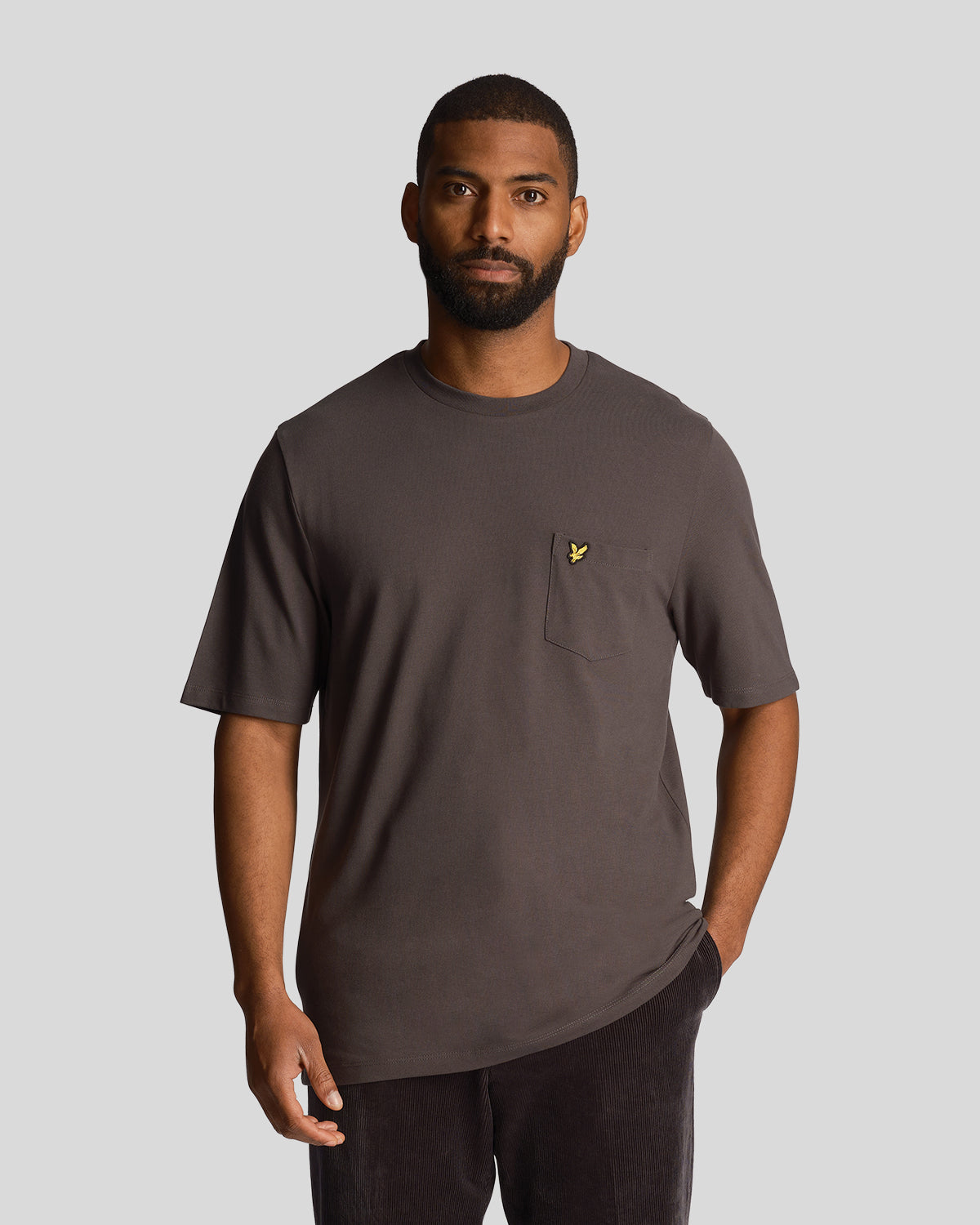 Lyle & Scott Mens Plain Pique Pocket T-Shirt in Dark Grey material_cotton - Size X-Small