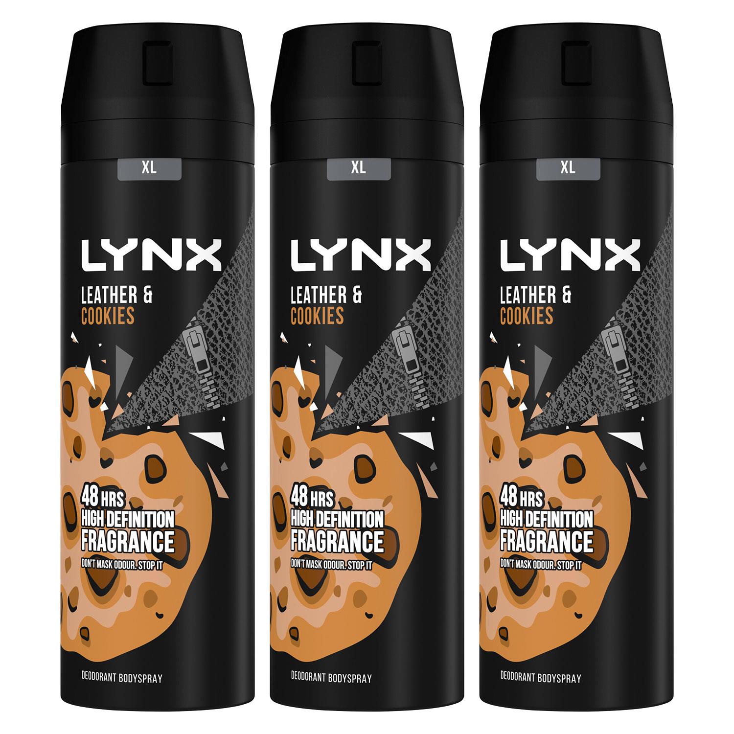 Lynx Mens XL 48-H High Definition Fragrance Leather & Cookies Body Spray 3 Pk, 200ml - NA - One Size