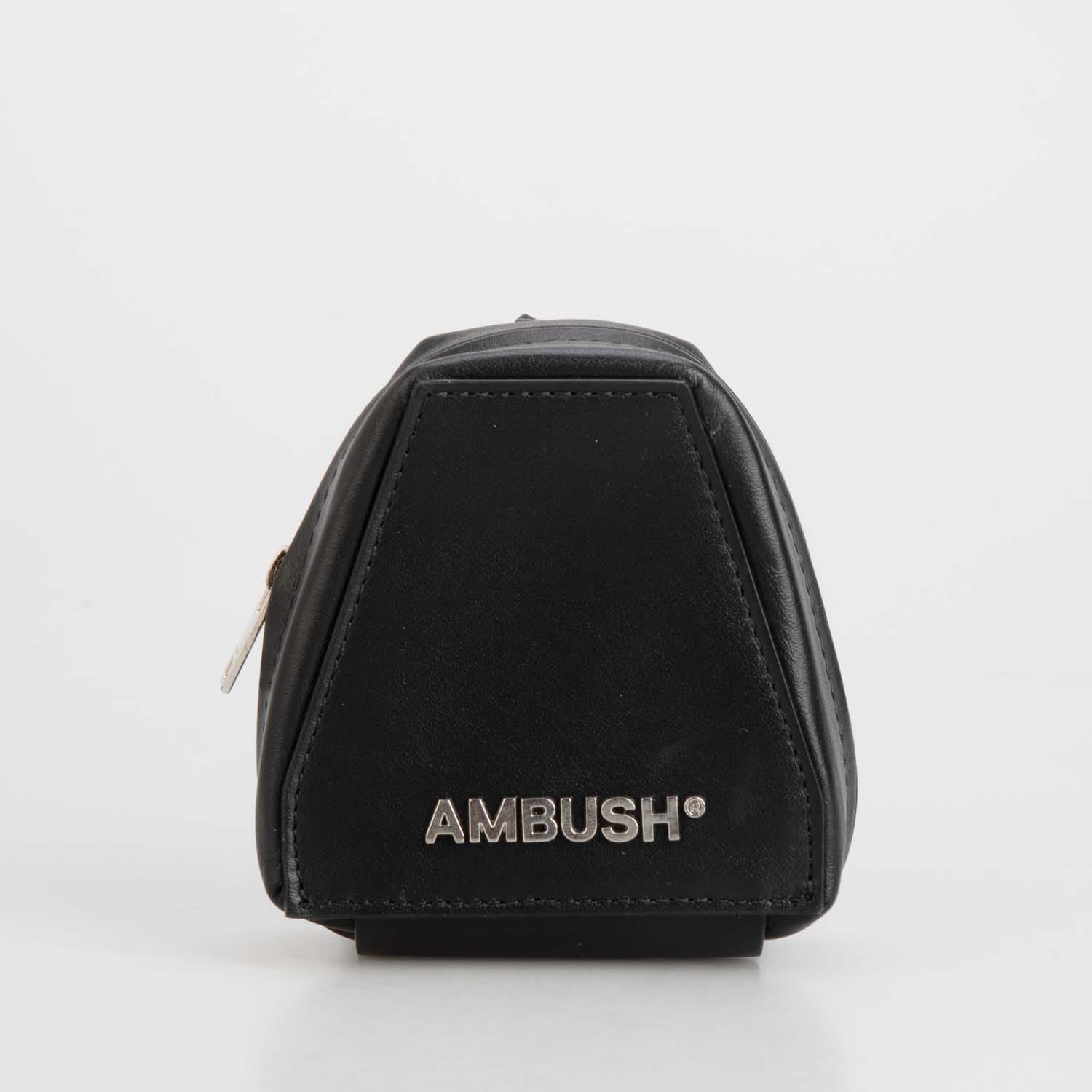 Ambush Womens Accessories Tri Pouch in Black Silver Leather (archived) - One Size