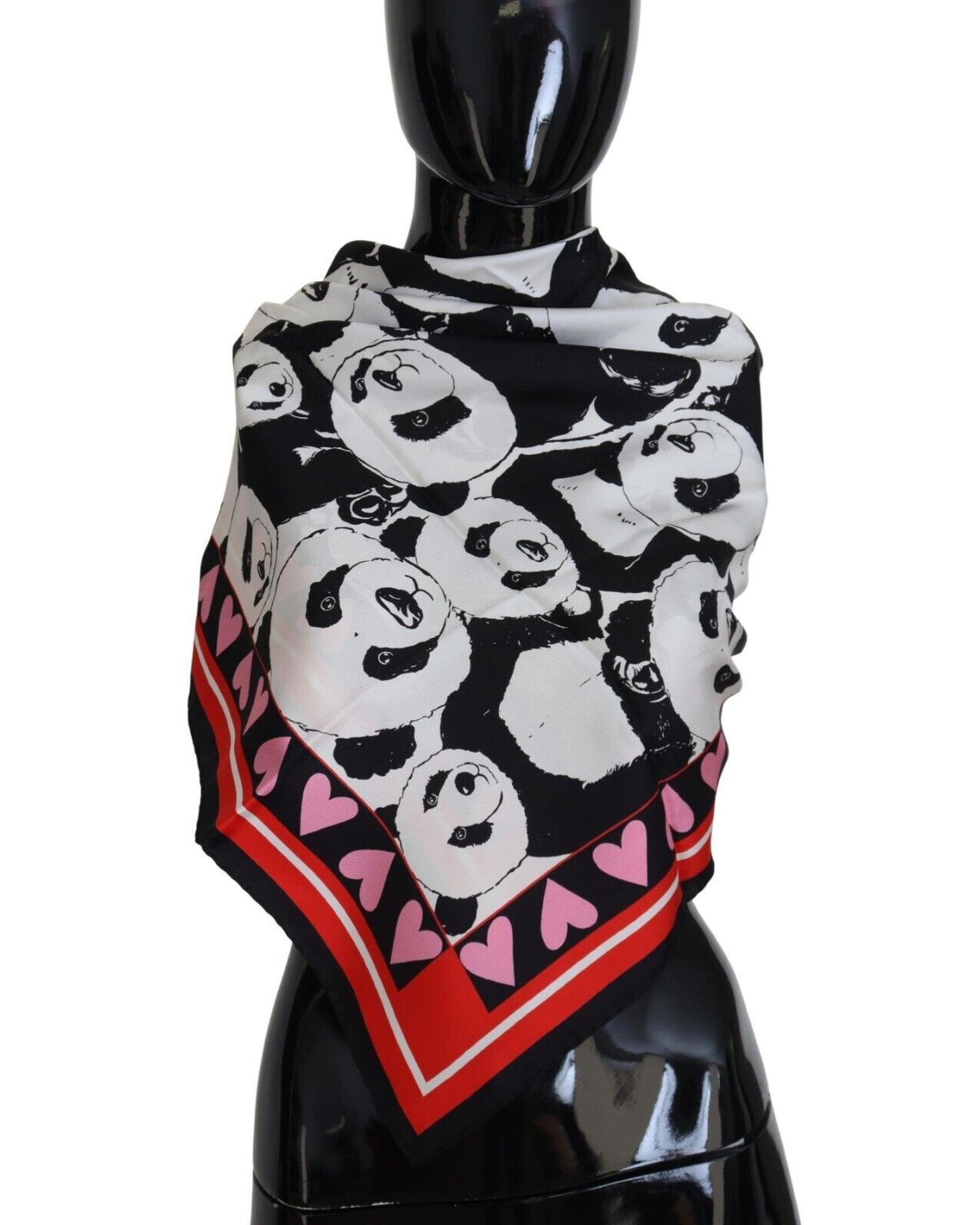 Dolce & Gabbana Mens Panda Print Silk Scarf - Multicolour - One Size