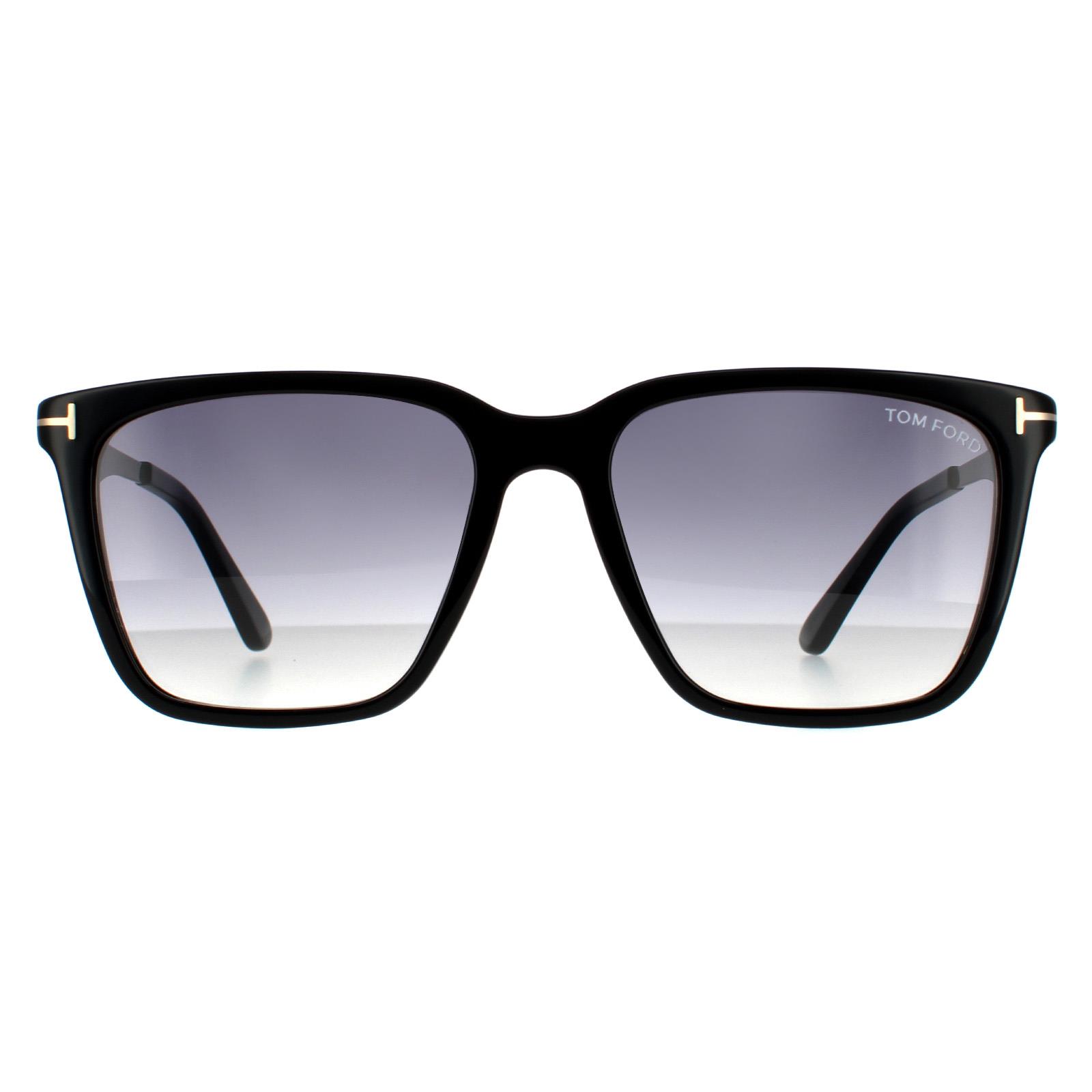 Tom Ford Square Mens Shiny Black Blue Grey Gradient - One Size