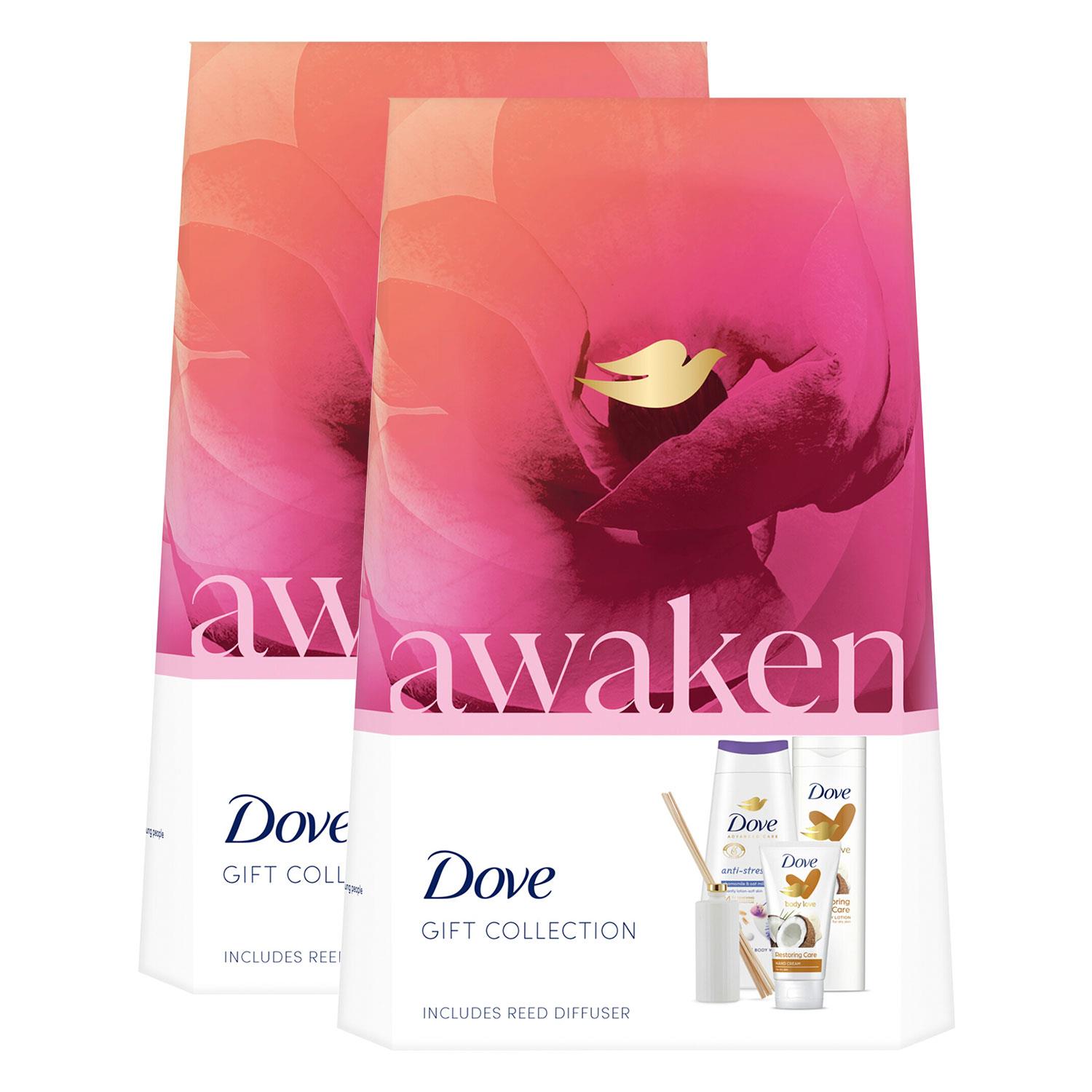 Dove Womens Awaken 3 Pcs GiftSet for Her with Reed Diffuser, 2 Pack - One Size