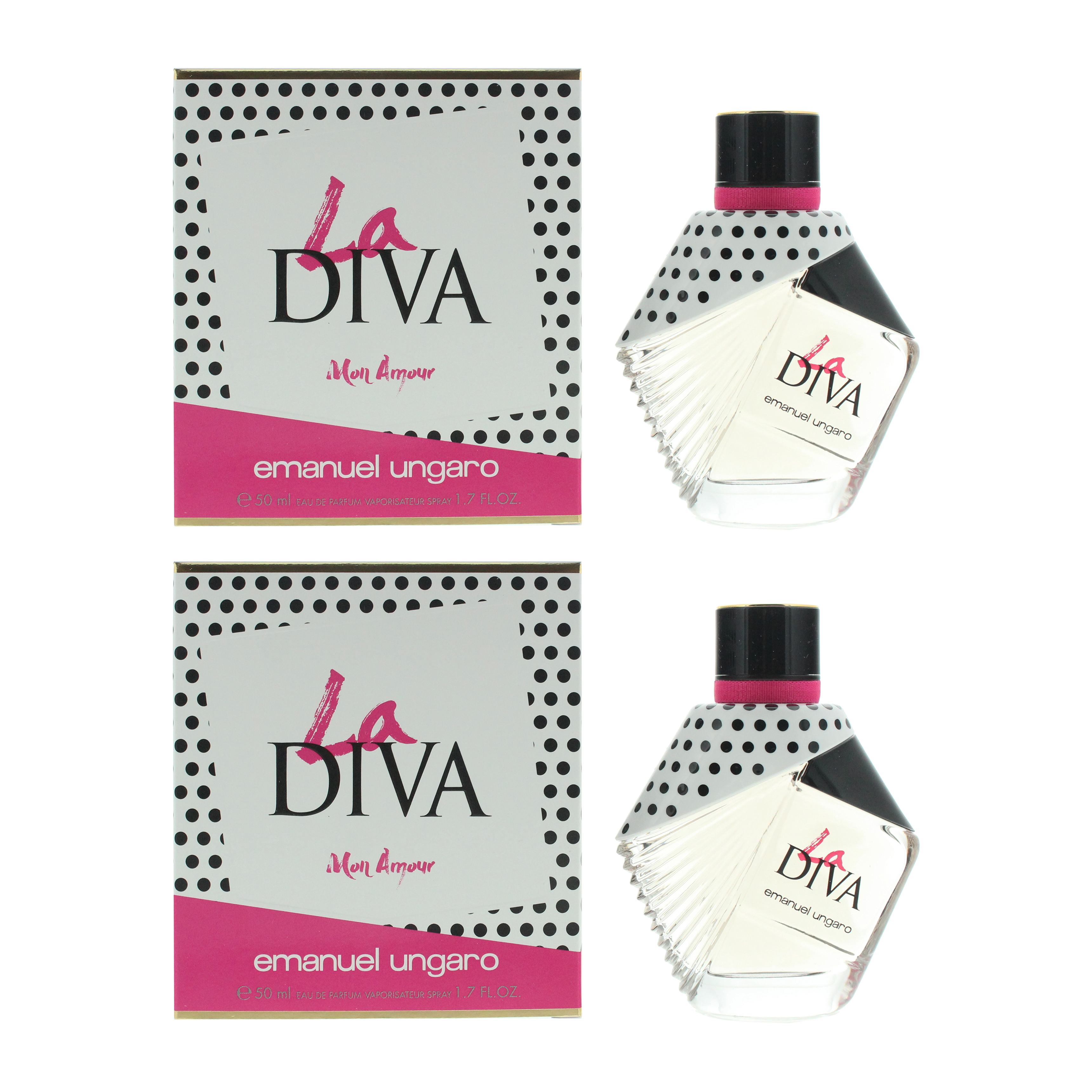 Emanuel Ungaro Womens La Diva Mon Amour Eau de Parfum 50ml Spray For Her x 2 - One Size