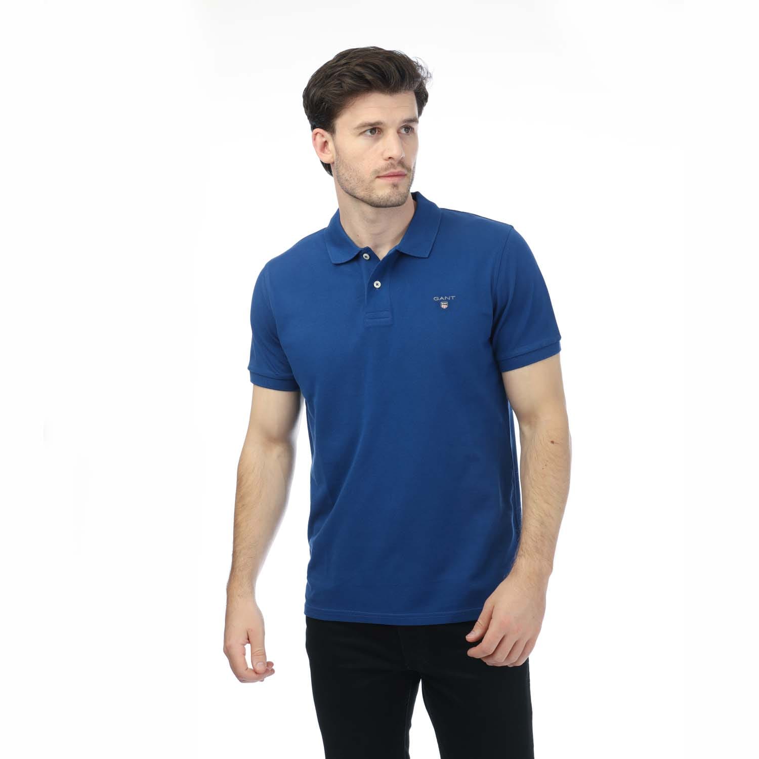 Gant Mens Pique Rugger Polo Shirt in Blue Cotton - Size 4XL