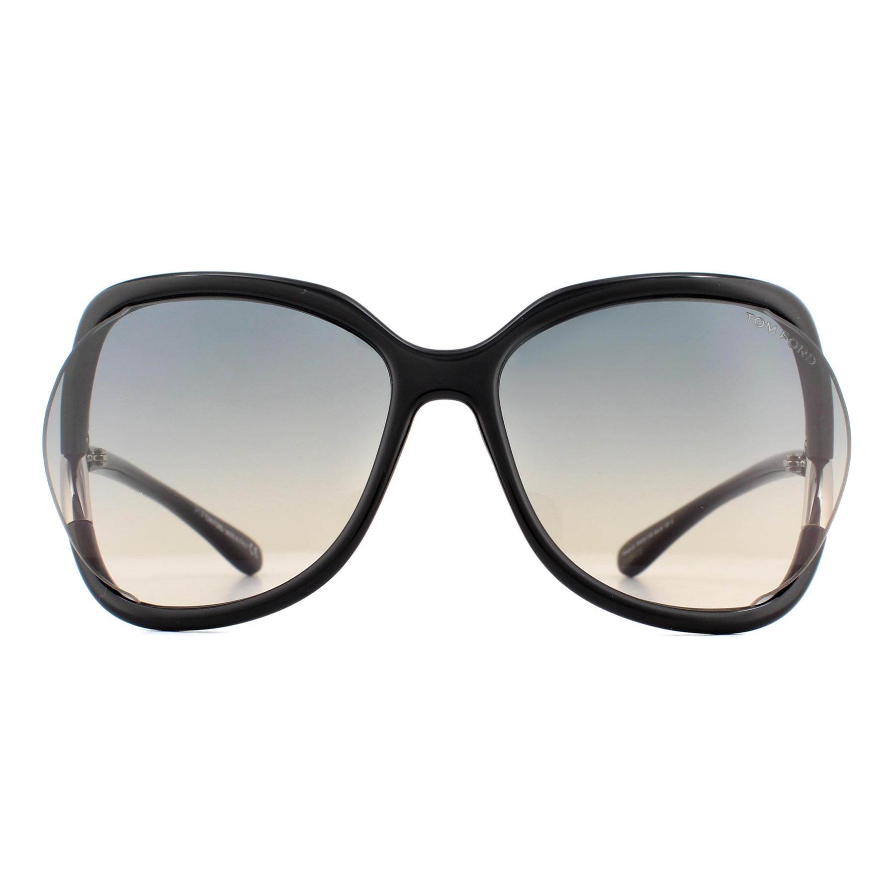 Tom Ford Womens Ladies Square Shiny Smoke Grey Gradient Sunglasses - Black, Size: 60x16x125mm Metal - Size 60x16x125mm