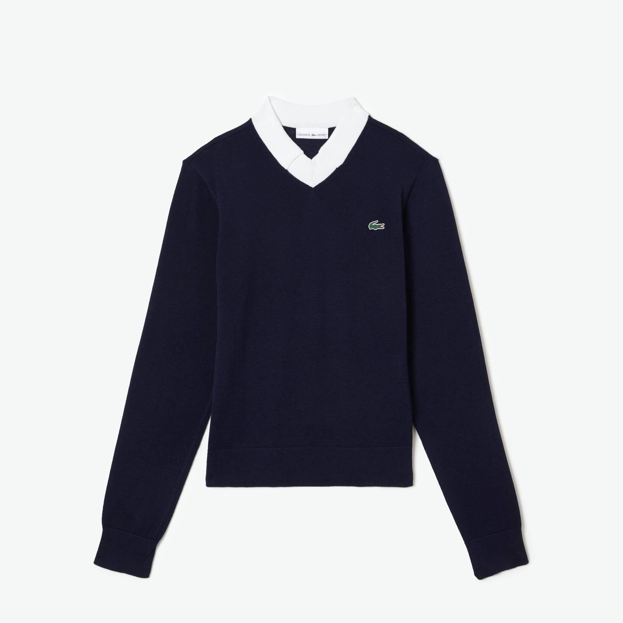 Lacoste Womenss Sport Polo Collar Golf Sweater in Blue material_cotton - Size 8 UK