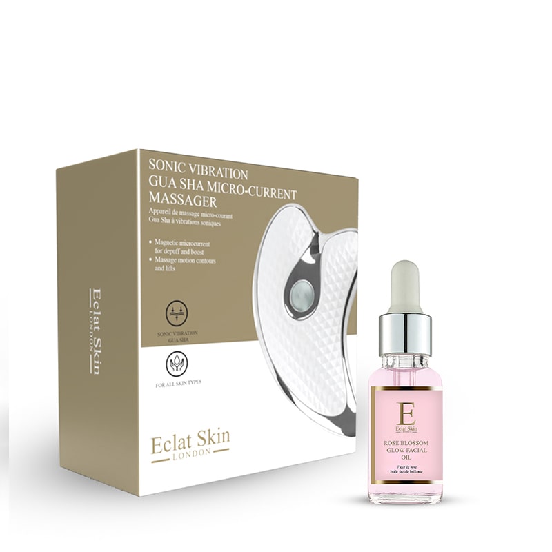 Eclat Skin London Unisex Gua Sha + Rose Blossom Oil 30ml - Brown - One Size