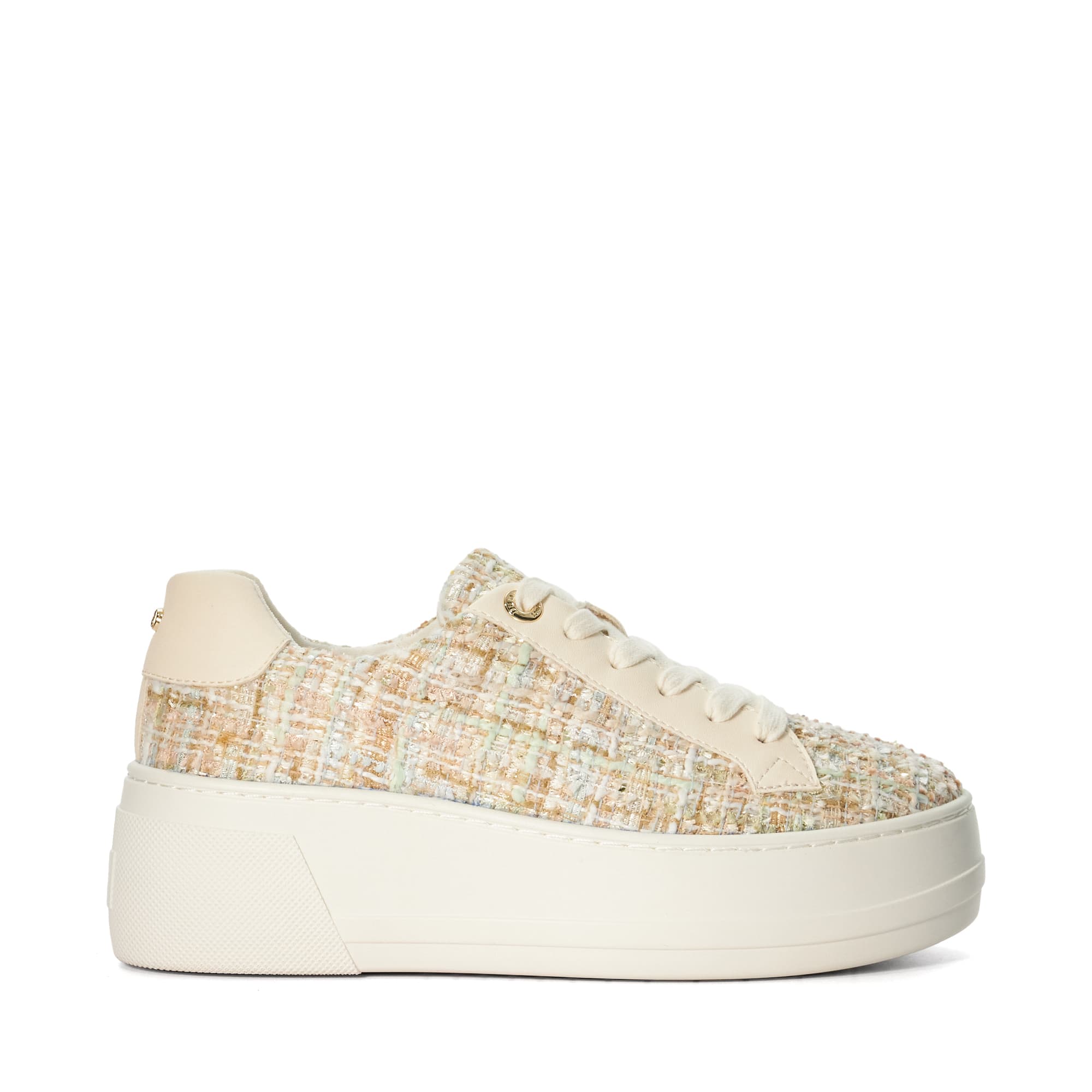 Dune London Womens Ladies Episode - Lace-Up Flatform Trainers - Khaki material_Fabric - Size UK 7