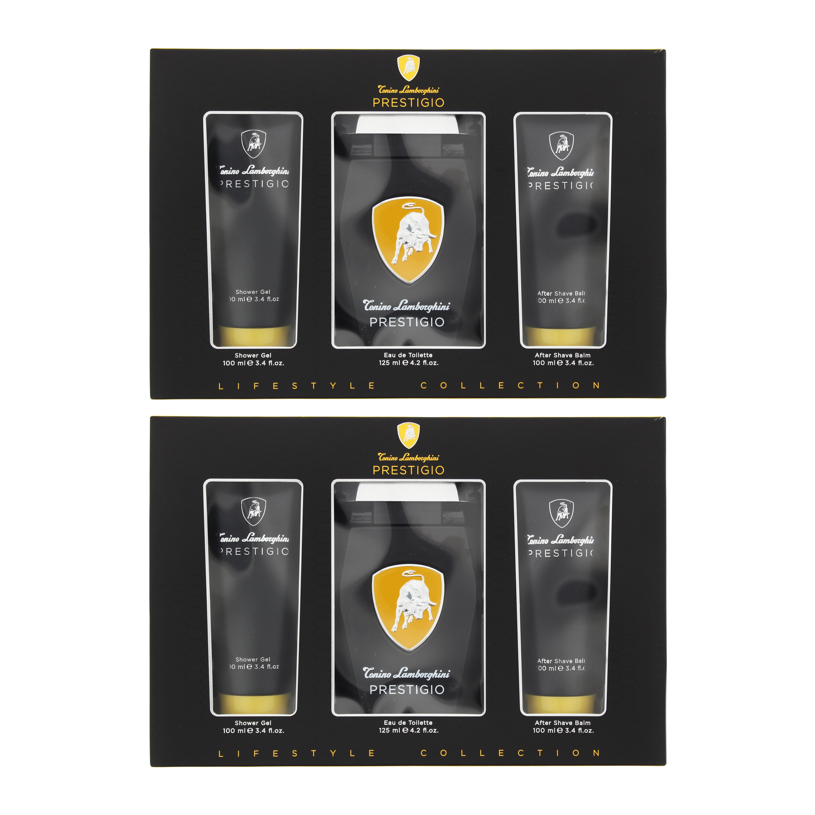 Tonino Lamborghini Mens Prestigio Eau De Toilette 125ml, Shower Gel, Aftershave Balm Set x 2 - One Size