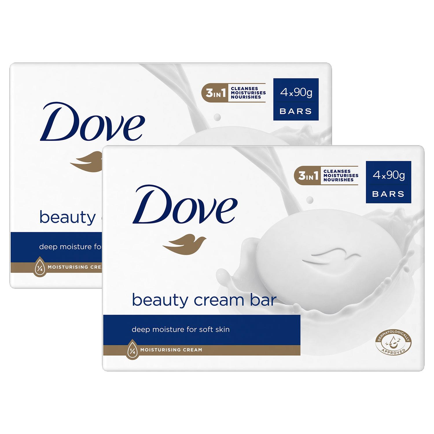 Dove Womens Original Beauty Cream Bar Deep Moisture for Soft and Smooth Skin 4x90g, 2pk - One Size