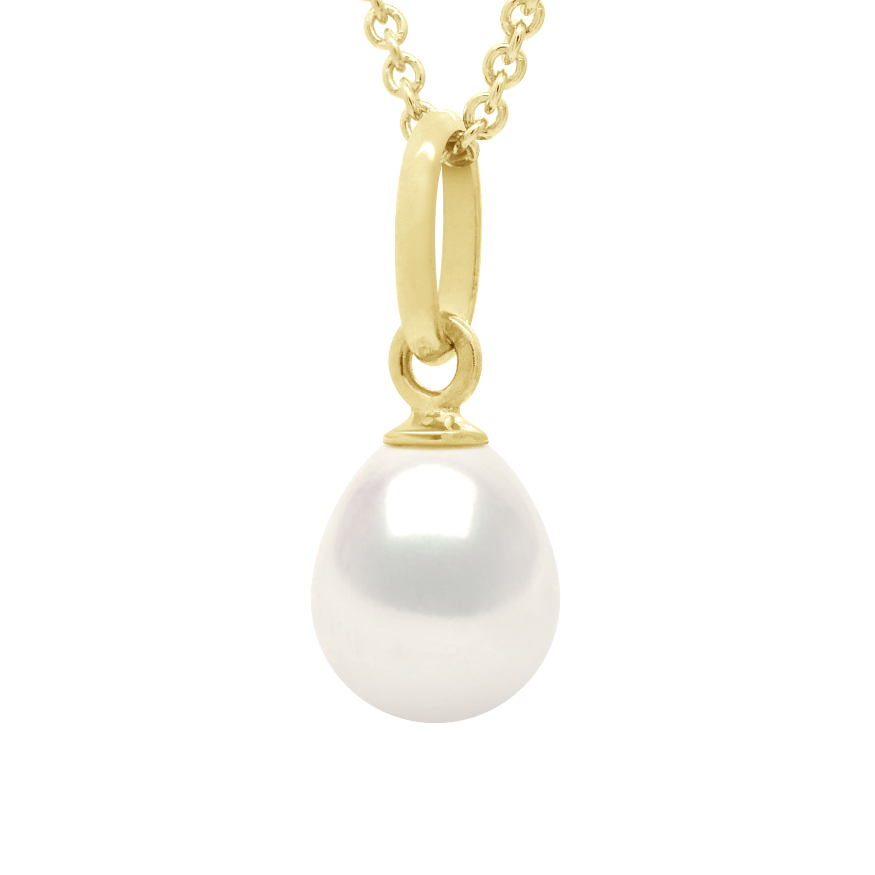 Ateliers Saint Germain Womens Beaded Pendant Articulated in Yellow Gold 375 and Real Cultured Freshwater Pearl Pear 6-7 mm - White - One Size