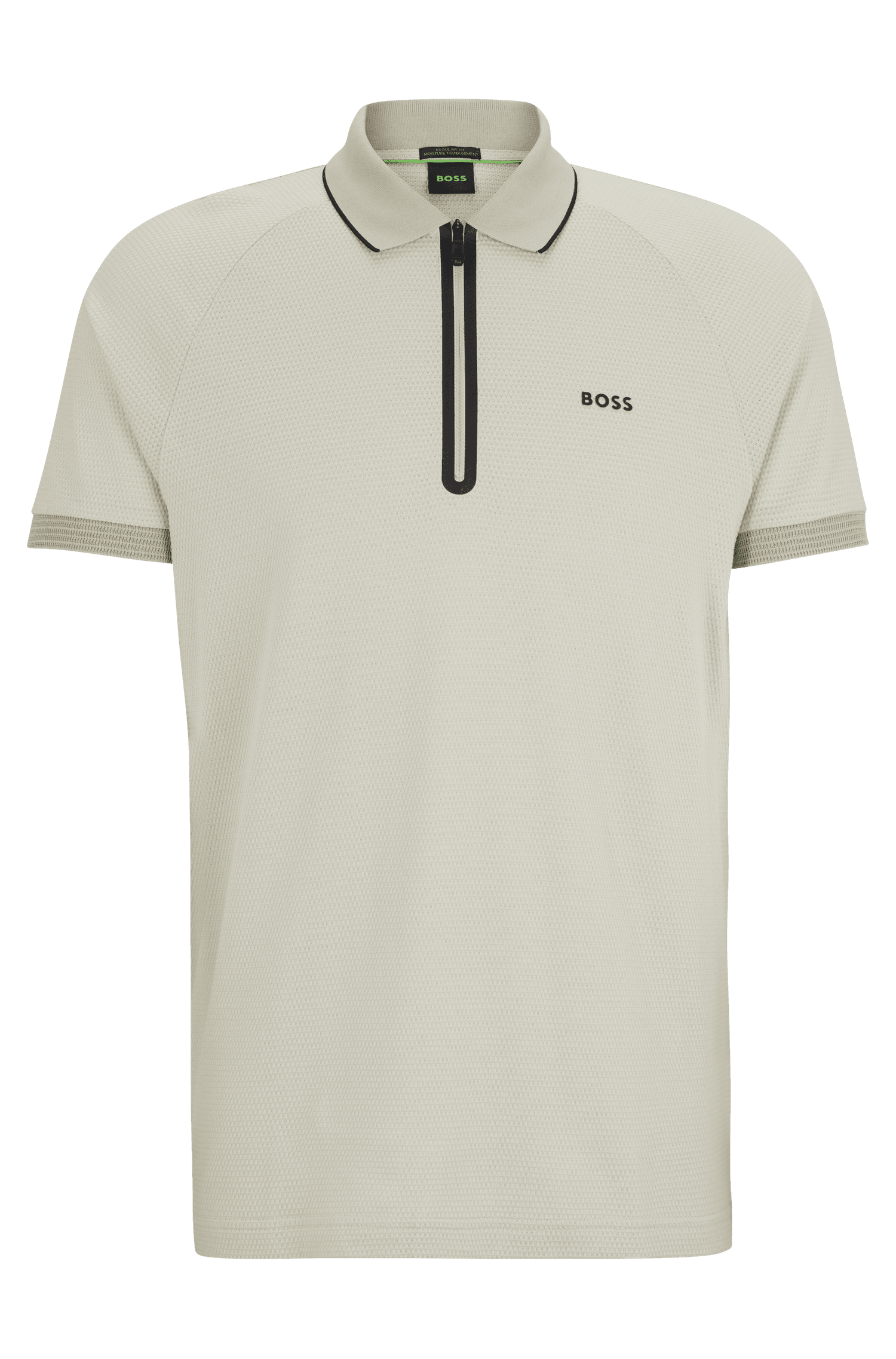 Herenpolo Boss Contrast Logo Gestructureerd Katoen in Beige