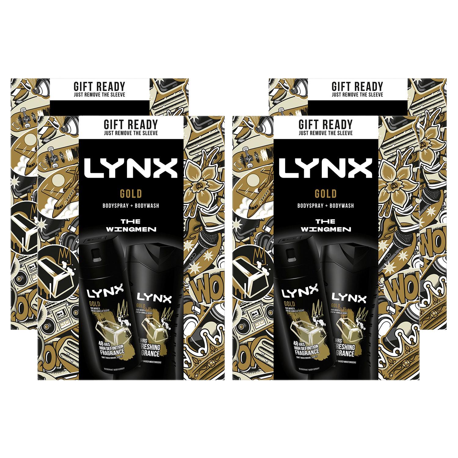 Lynx Mens Gold Body Spray & Wash Gift Set for Him, 4 Pack - One Size