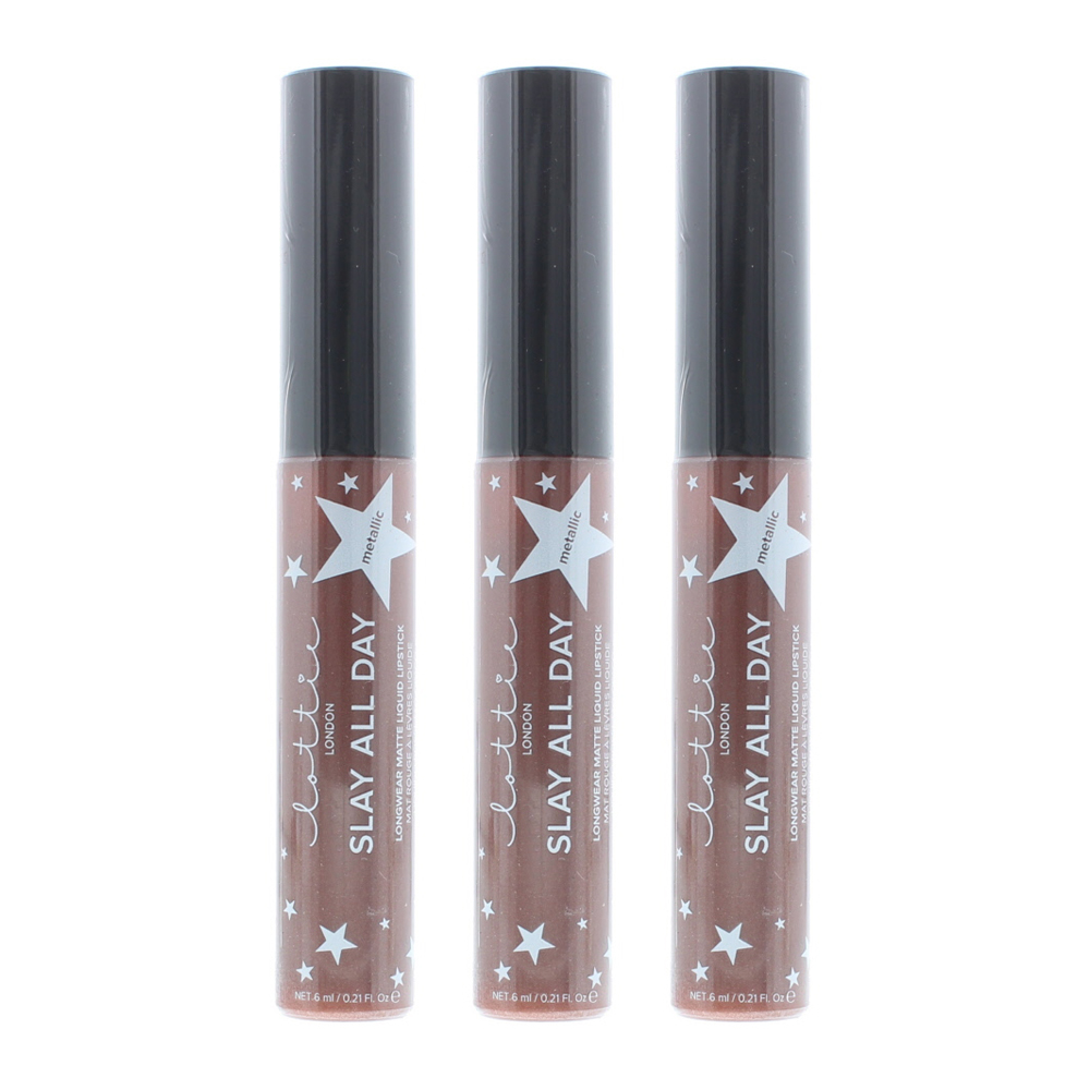 Lottie London Womens Slay All Day Longwear Matte Metallic Liquid Lipstick 6ml - Shook x 3 - NA - One Size